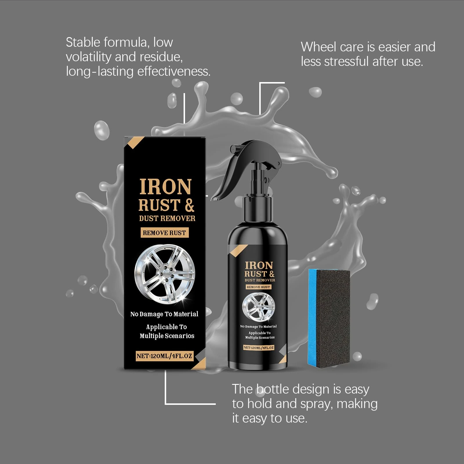 BlueBouff Car Wheel Cleaning Spray, Rust Remover Spray, Iron Aluminium Remover, Powerful Stain Removal, for Cars, Trucks, Mot product image 4