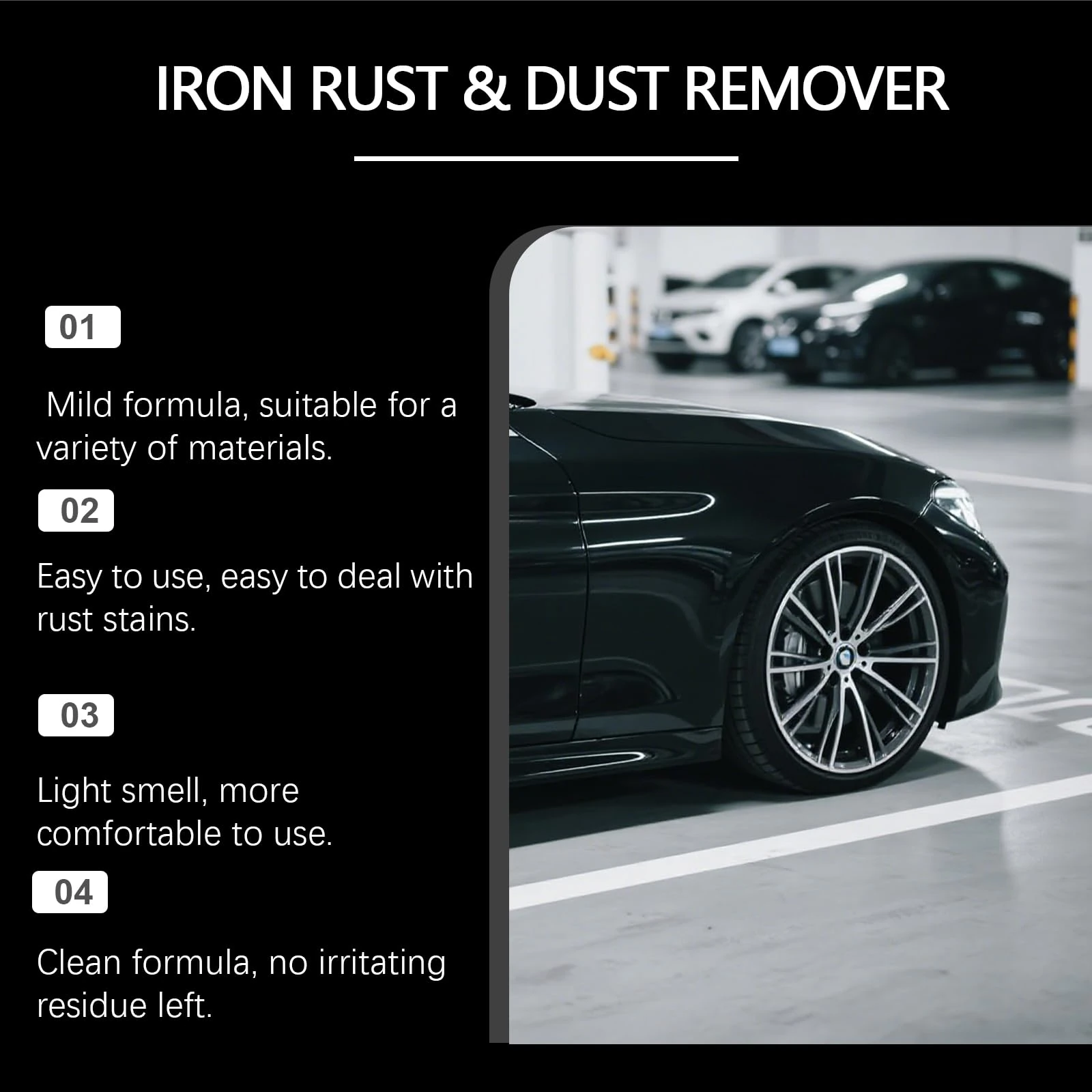 BlueBouff Car Wheel Cleaning Spray, Rust Remover Spray, Iron Aluminium Remover, Powerful Stain Removal, for Cars, Trucks, Mot product photo, view 7 of 17