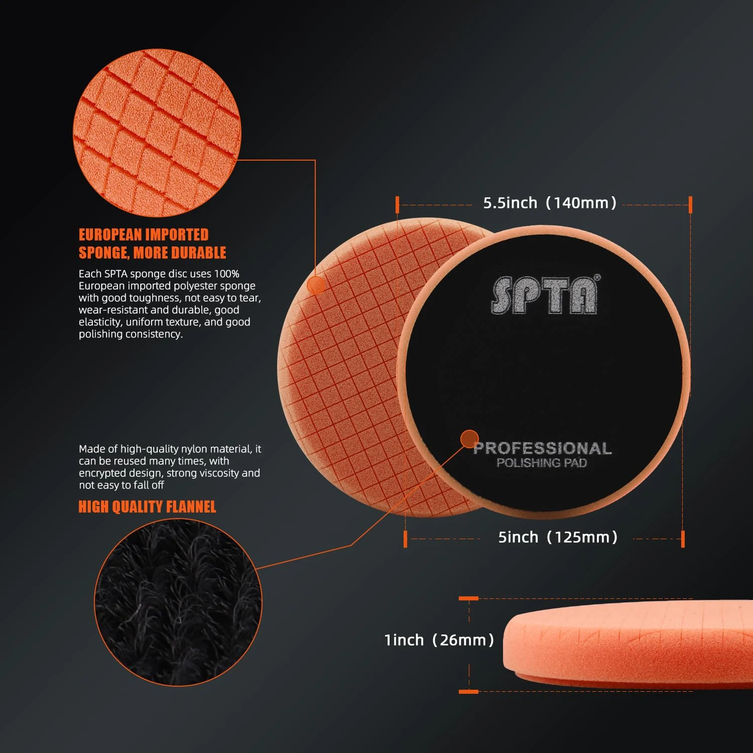 Buffing Polishing Pads, SPTA 5Pcs 5.5 Inch Face product view 4
