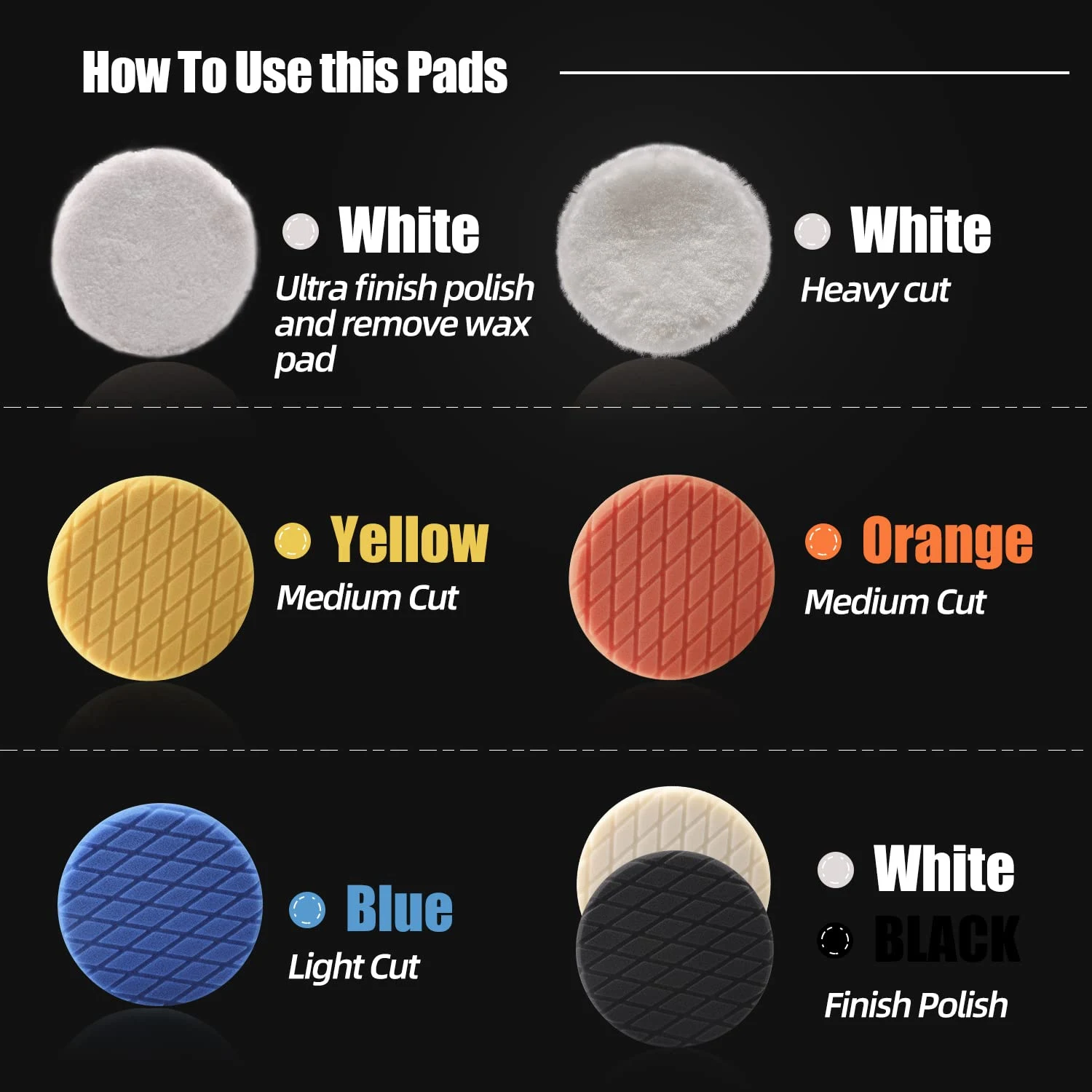 Buffing Polishing Pads, ZFE 7Pcs 6"(150mm) Waffle Foam supplied product image