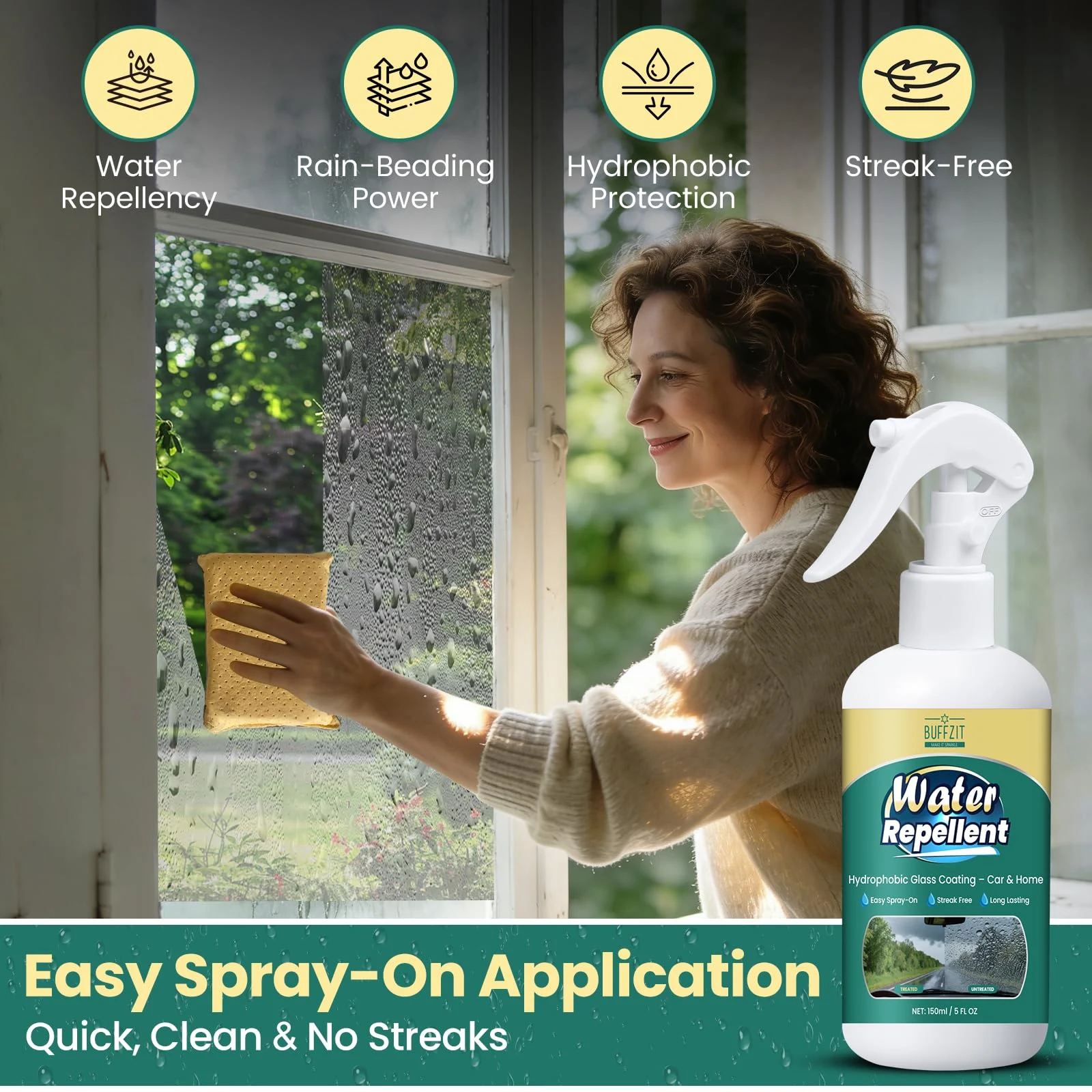 BUFFZIT Glass Water Repellent Spray product photo, view 5 of 7