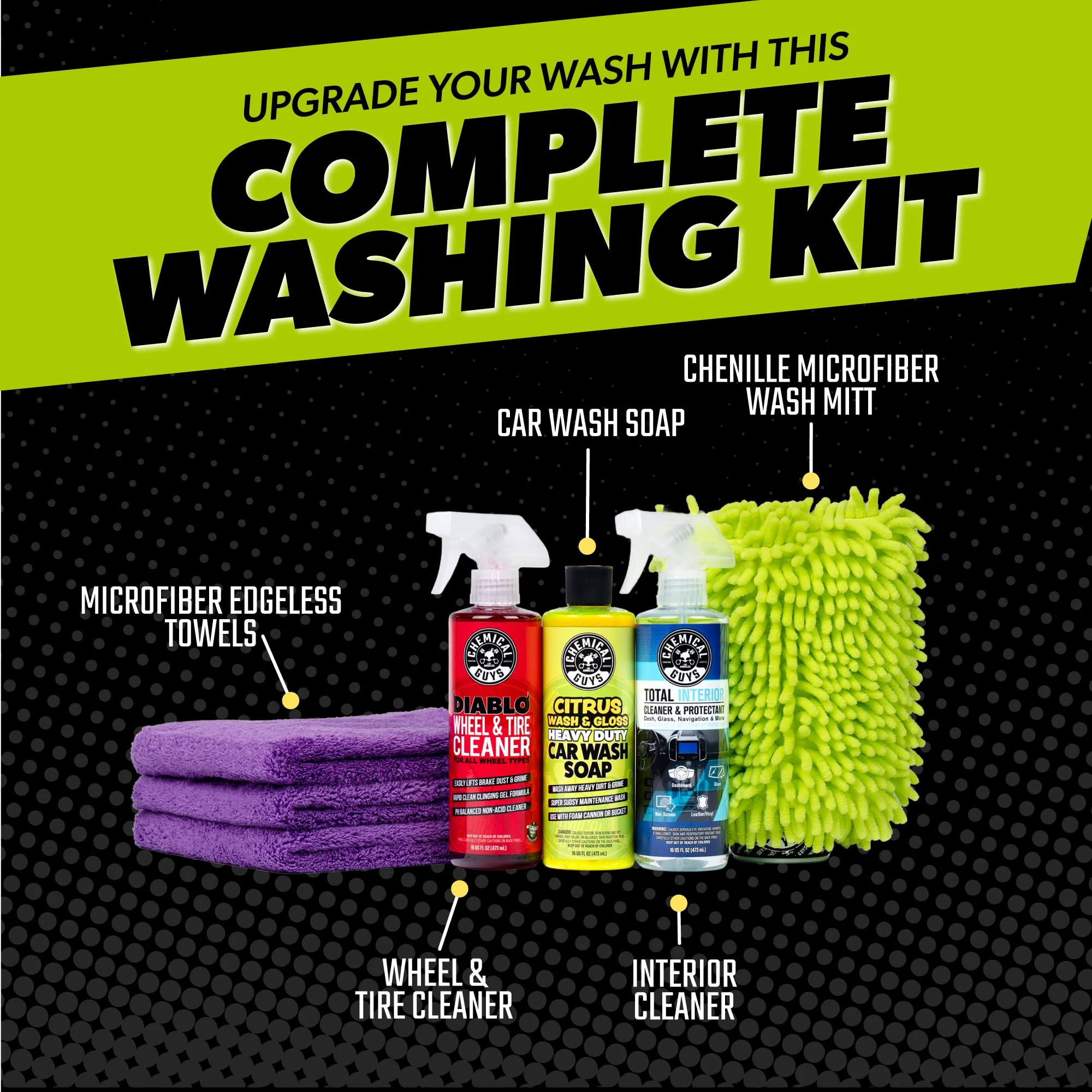 Chemical Guys, 7-Piece Car Cleaning Kit, Wash, Wheel & supplied product image
