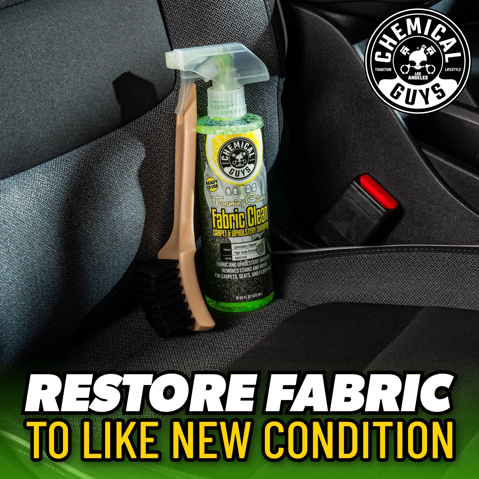 Chemical Guys Citrus Fabric & Carpet Cleaner Spray with Brush Kit, 16 oz product photo, view 6 of 8