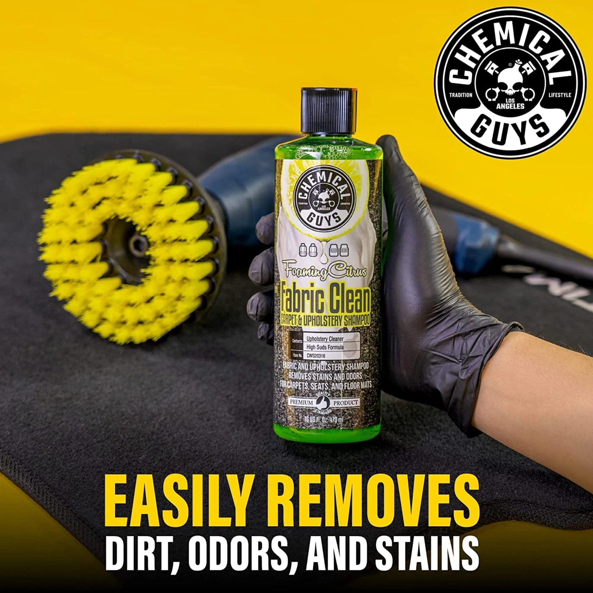 Chemical Guys Citrus Foaming Fabric & Carpet Cleaner Drill Brush, 16 oz product photo, view 4 of 7