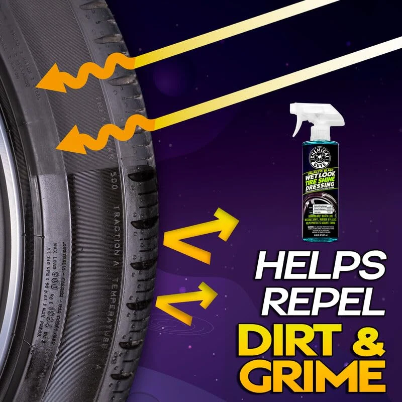 Chemical Guys Galactic Black Wet Look Tire Shine Spray, High Gloss, 16 oz product photo, view 4 of 7