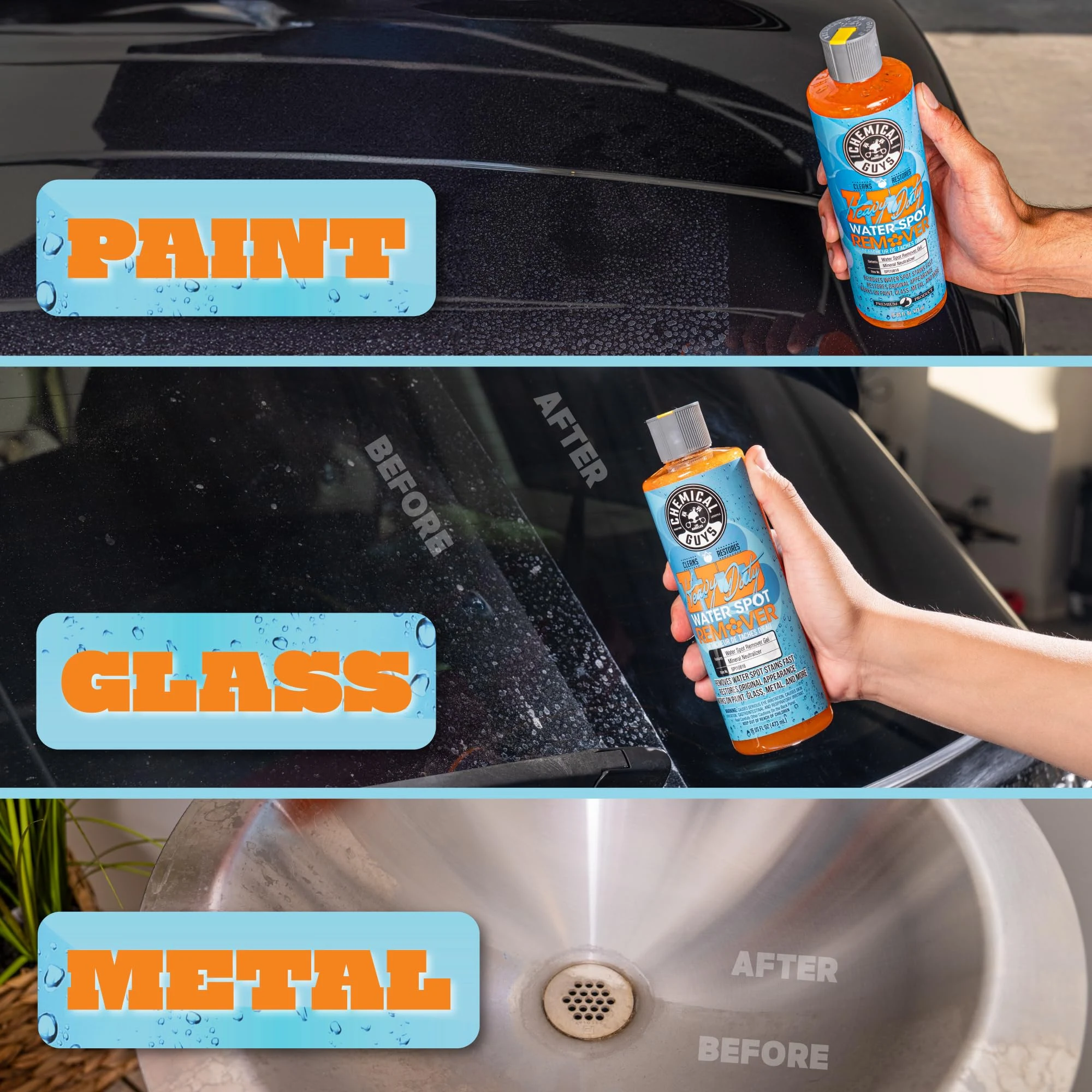 Chemical Guys Heavy Duty Water Spot Remover Gel for Glass & Paint, 16 oz product photo, view 5 of 7