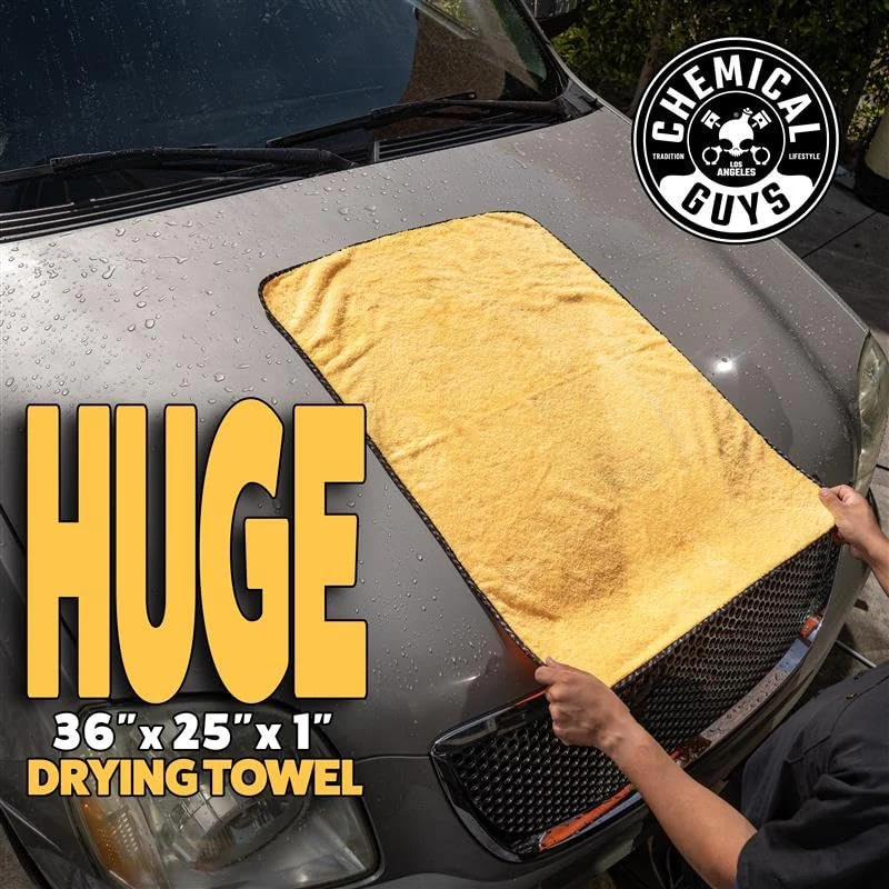 Chemical Guys Large Microfiber Drying Towel for Cars, 36 x 25 in, Yellow product photo, view 3 of 7