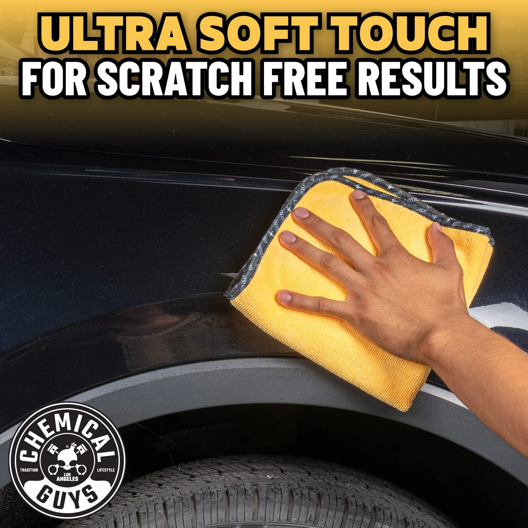 Chemical Guys Large Microfiber Drying Towel for Cars, 36 x 25 in, Yellow product photo, view 5 of 7