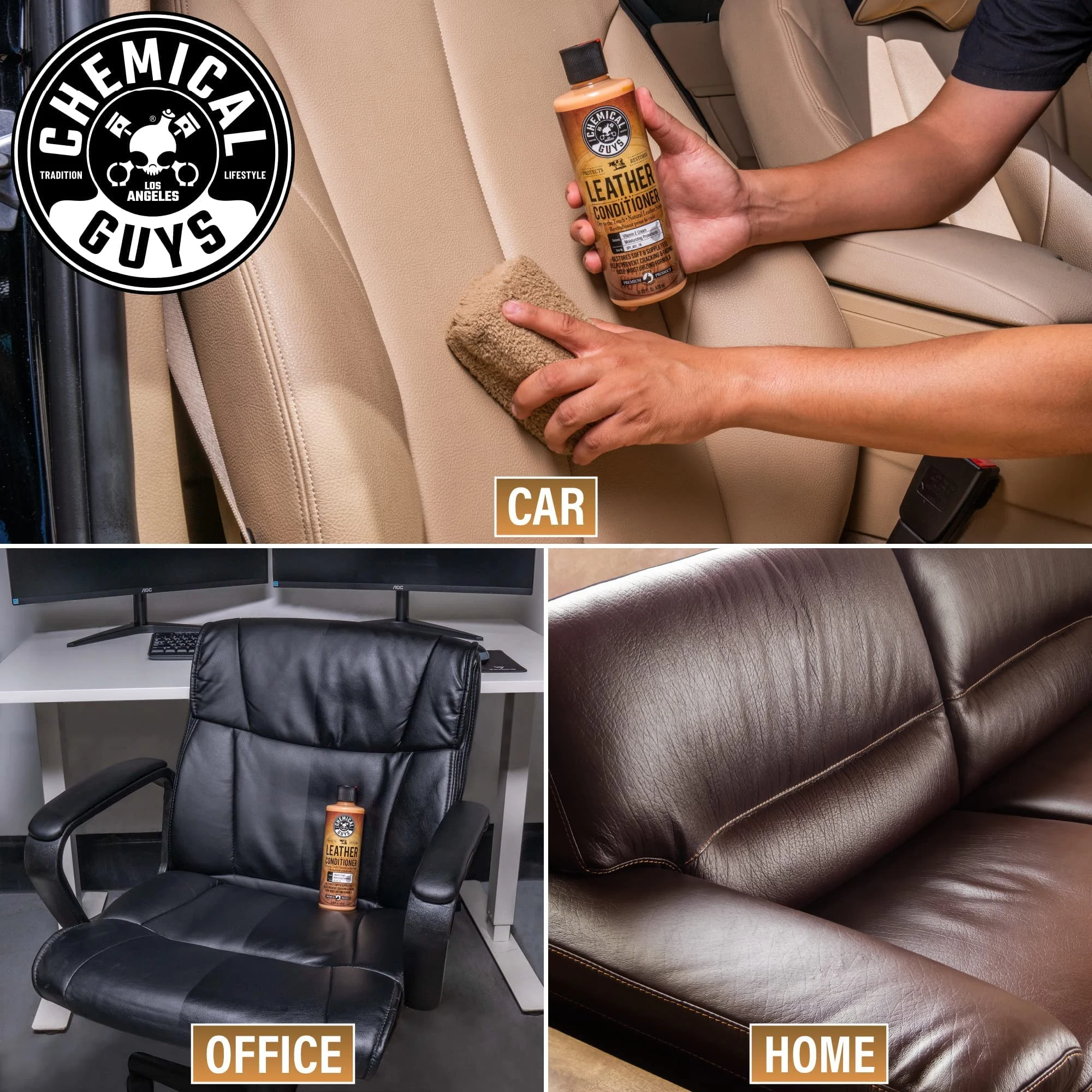 Chemical Guys Leather Cleaner & Conditioner Kit for Cars & Home, 2 x 16 oz product photo, view 5 of 6