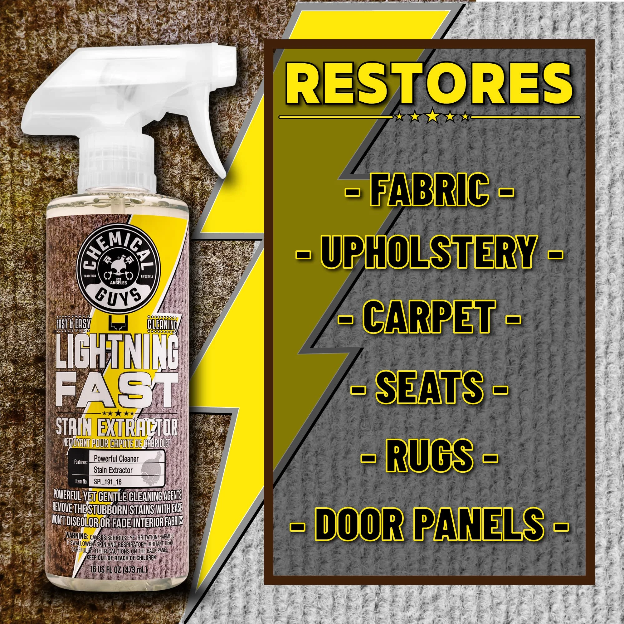 Chemical Guys Lightning Fast Carpet & Upholstery Stain Extractor, 16 oz product photo, view 3 of 7