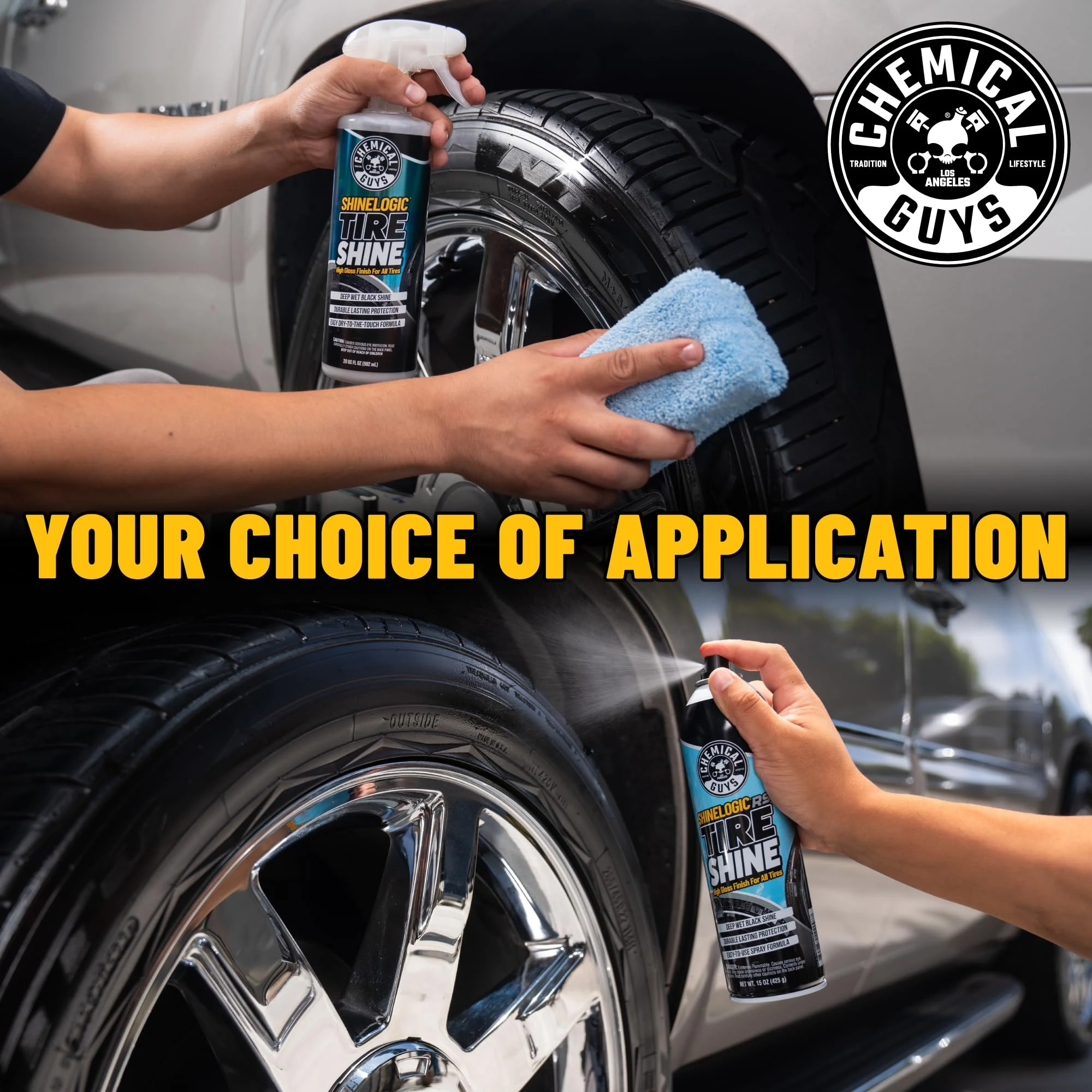 Chemical Guys ShineLogic Deep Wet Black Tire Shine Dressing, 15 oz, 3 Pack product photo, view 3 of 5