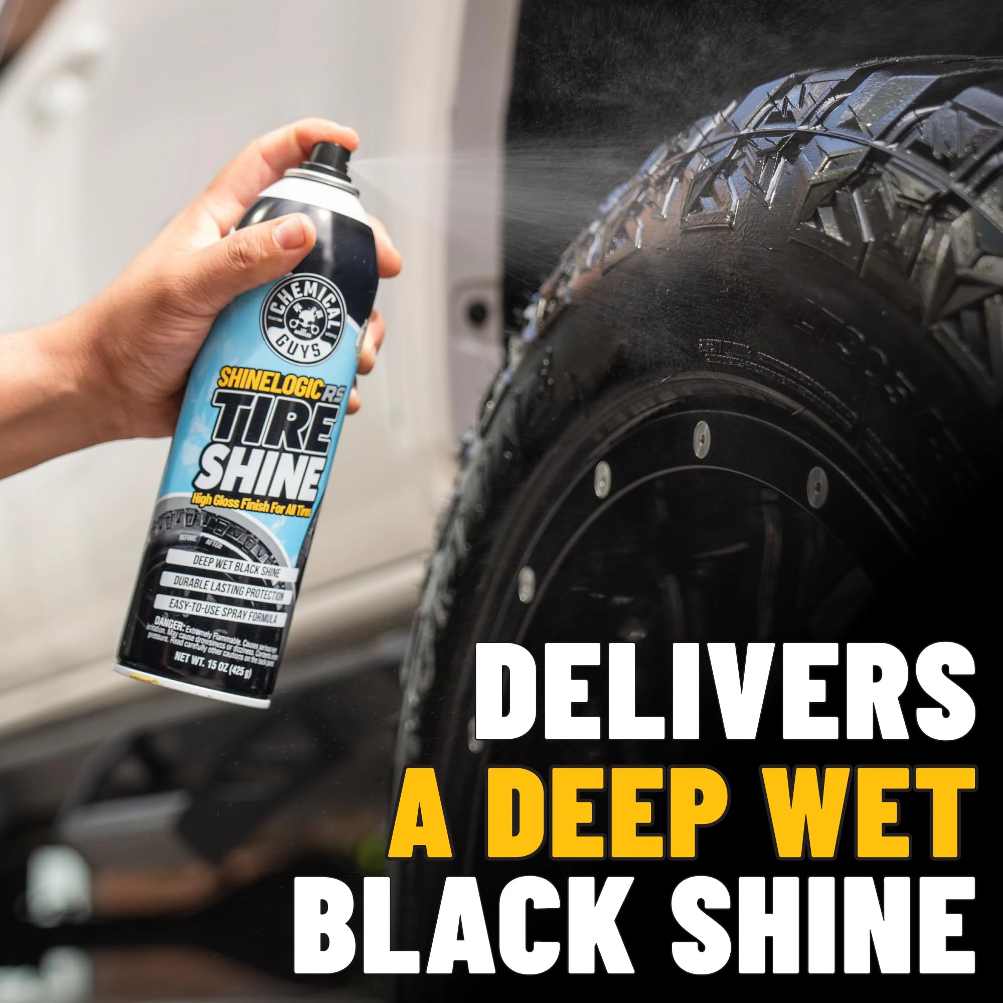 Chemical Guys ShineLogic Deep Wet Black Tire Shine Dressing, 15 oz, 3 Pack product photo, view 4 of 5
