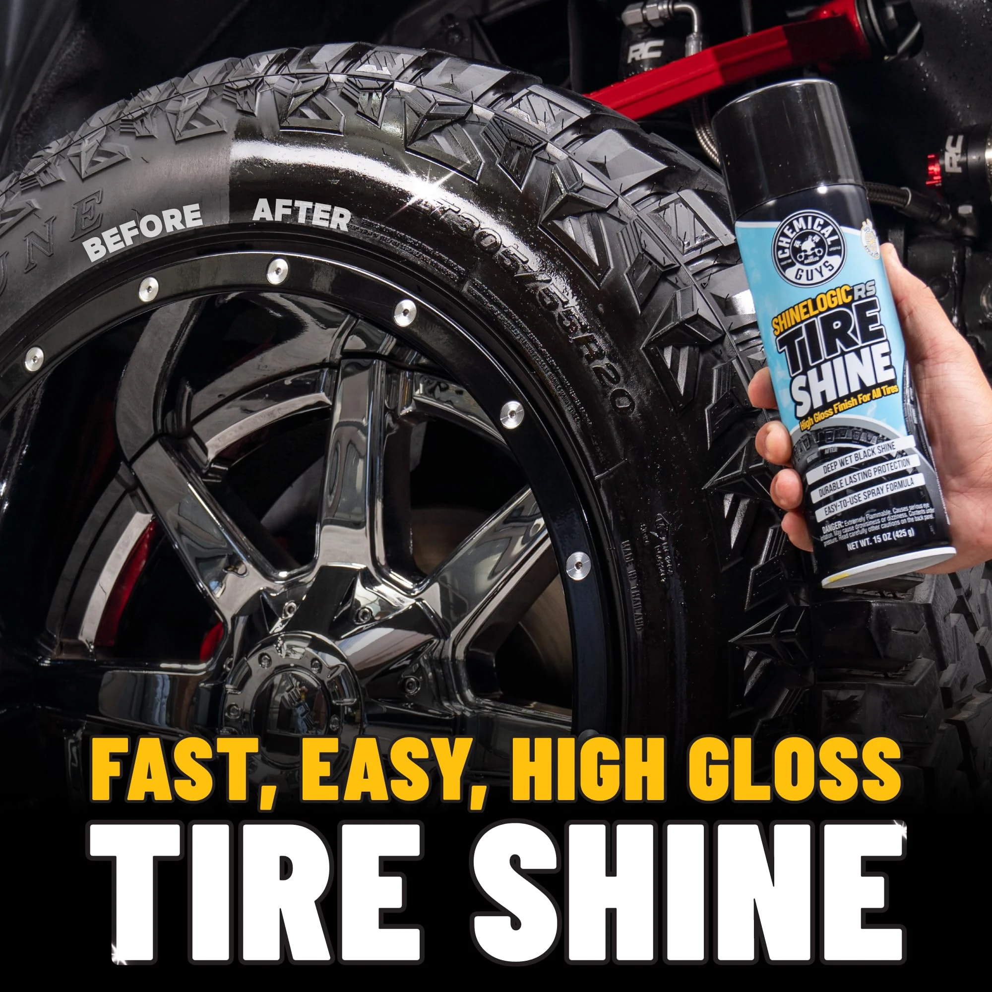 Chemical Guys ShineLogic Deep Wet Black Tire Shine Dressing, 15 oz, 3 Pack product photo, view 5 of 5