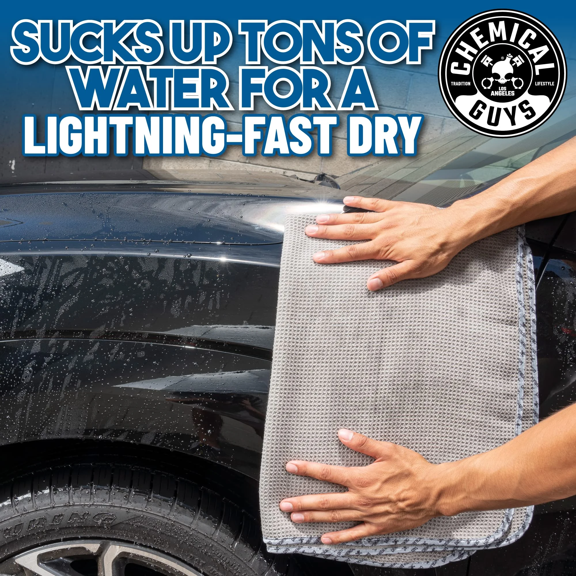 Chemical Guys Waffle Weave Gray Matter Microfiber Drying Towel, 25 x 36 in product photo, view 7 of 7