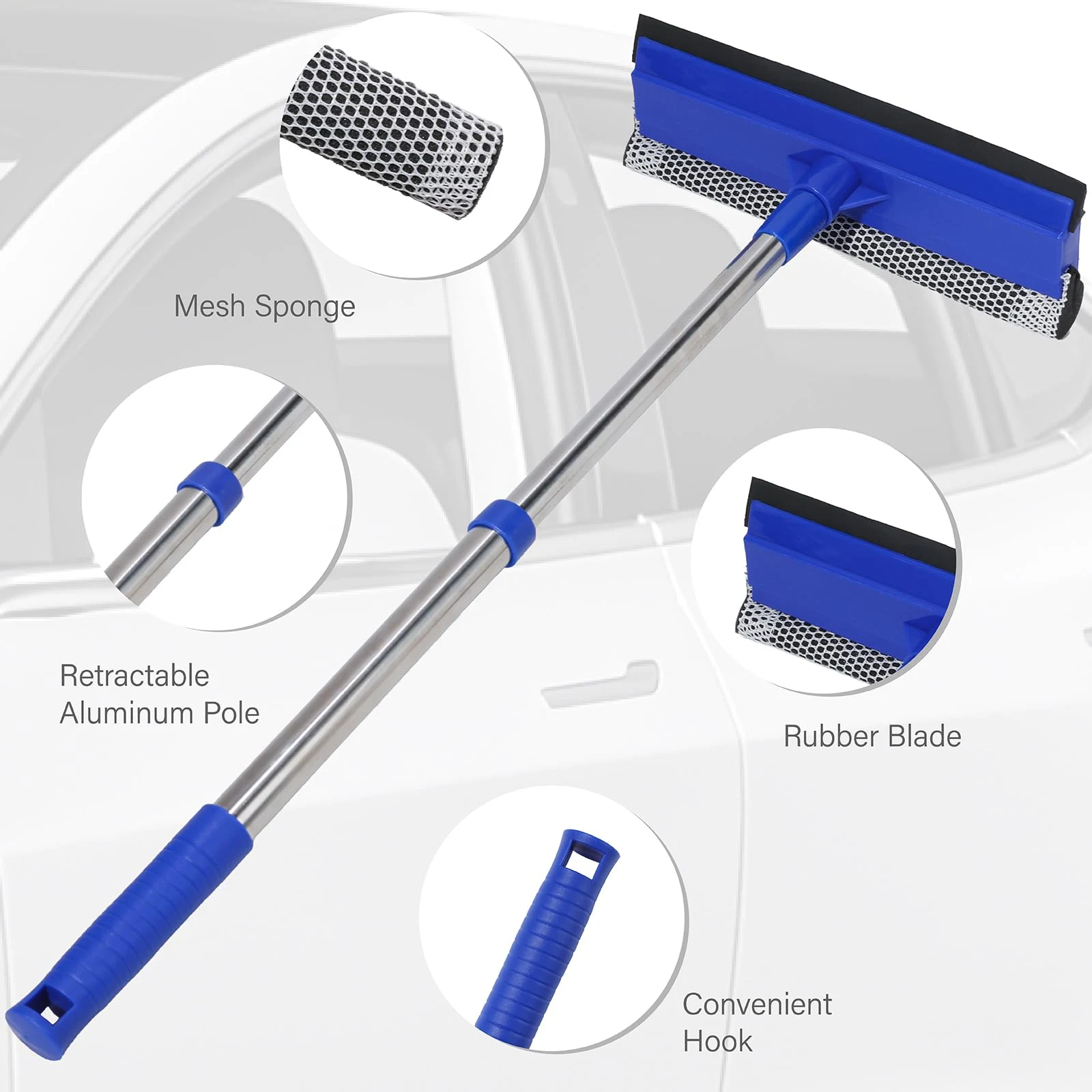 Conliwell Car Windshield Squeegee wtih 15-23inch Handle, Car Window Cleaning Tool Extendable Handle Inside Glass Wiper Kit, S product photo, view 5 of 8