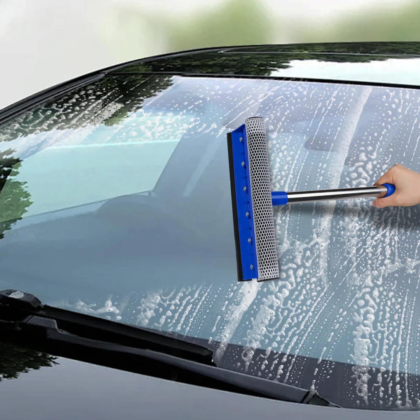 Conliwell Car Windshield Squeegee wtih 15-23inch Handle, Car Window Cleaning Tool Extendable Handle Inside Glass Wiper Kit, S product photo, view 6 of 8