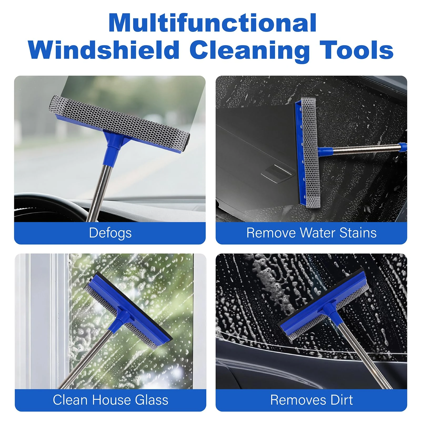 Conliwell Car Windshield Squeegee wtih 15-23inch Handle, Car Window Cleaning Tool Extendable Handle Inside Glass Wiper Kit, S product photo, view 8 of 8