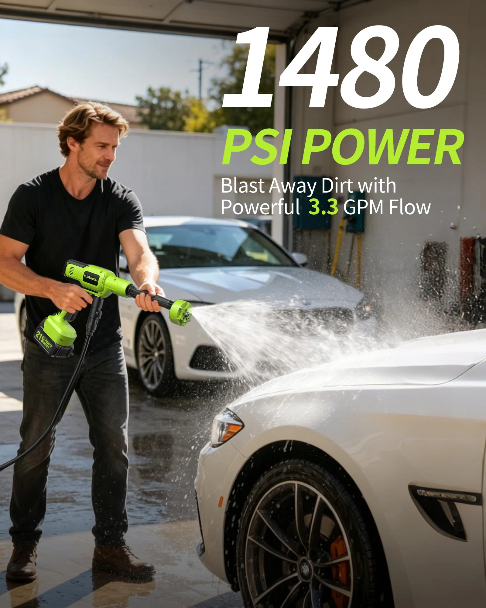 Cordless Portable Washer, 1480 PSI Battery product view 3