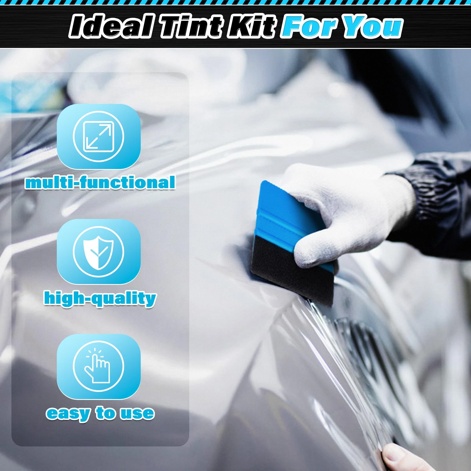 DIYSELF 18 Pcs Window Tint Kit, Vinyl Wrap Tool Kit, Water Blades Tool product photo, view 6 of 6