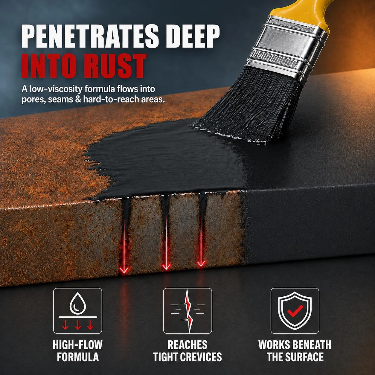 DWIL Rust Converter for Metal, 𝟮 𝗶𝗻 𝟭 𝗛𝗶𝗴𝗵-𝗙𝗹𝗼𝘄 Fluidity Metal Paint, Converts Rust to Long-Lasting Protective Co product photo, view 3 of 7