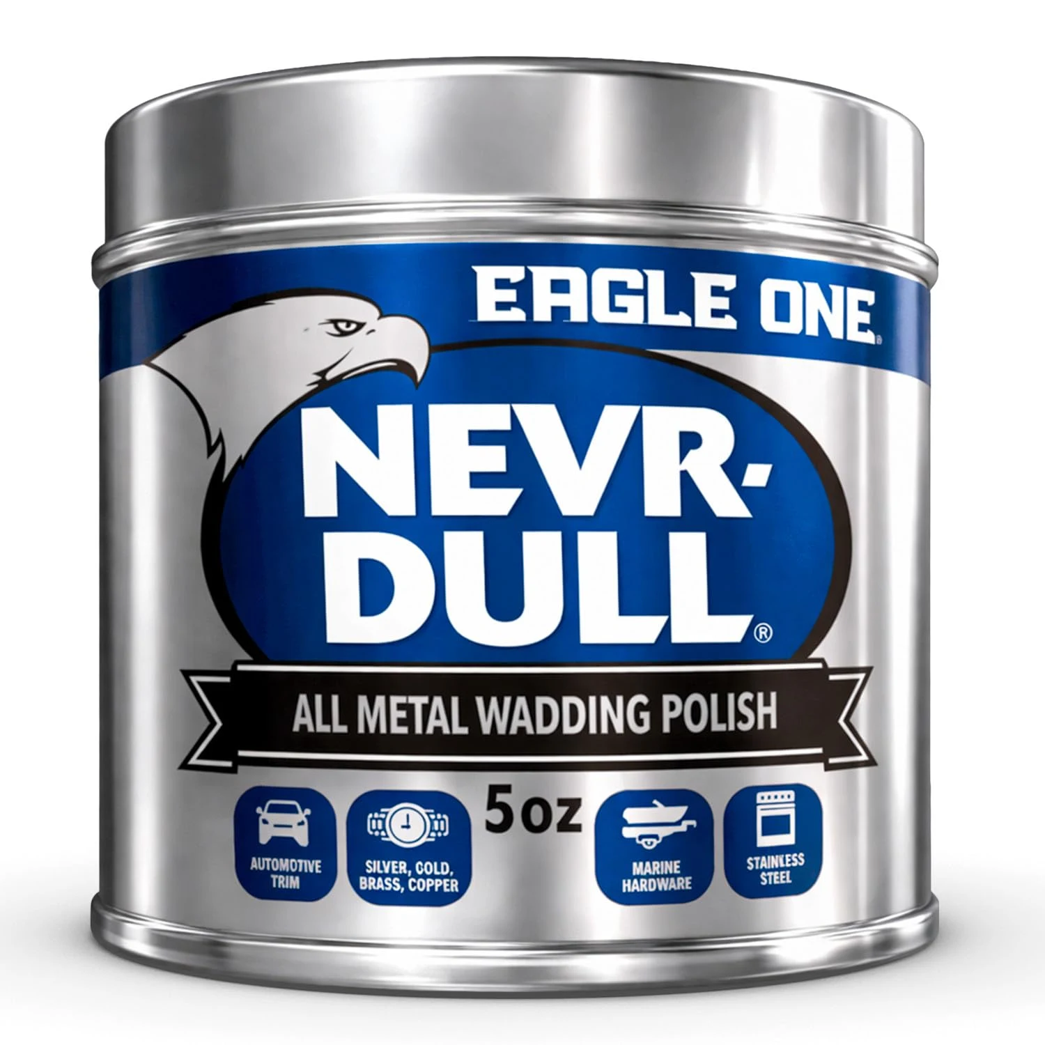 Eagle One Nevr Dull All Metal Wadding Polish, Chrome and Metal Cleaner for Cars, Kitchens, Bathrooms, Easy Tear Pads for Stai product photo, view 2 of 7
