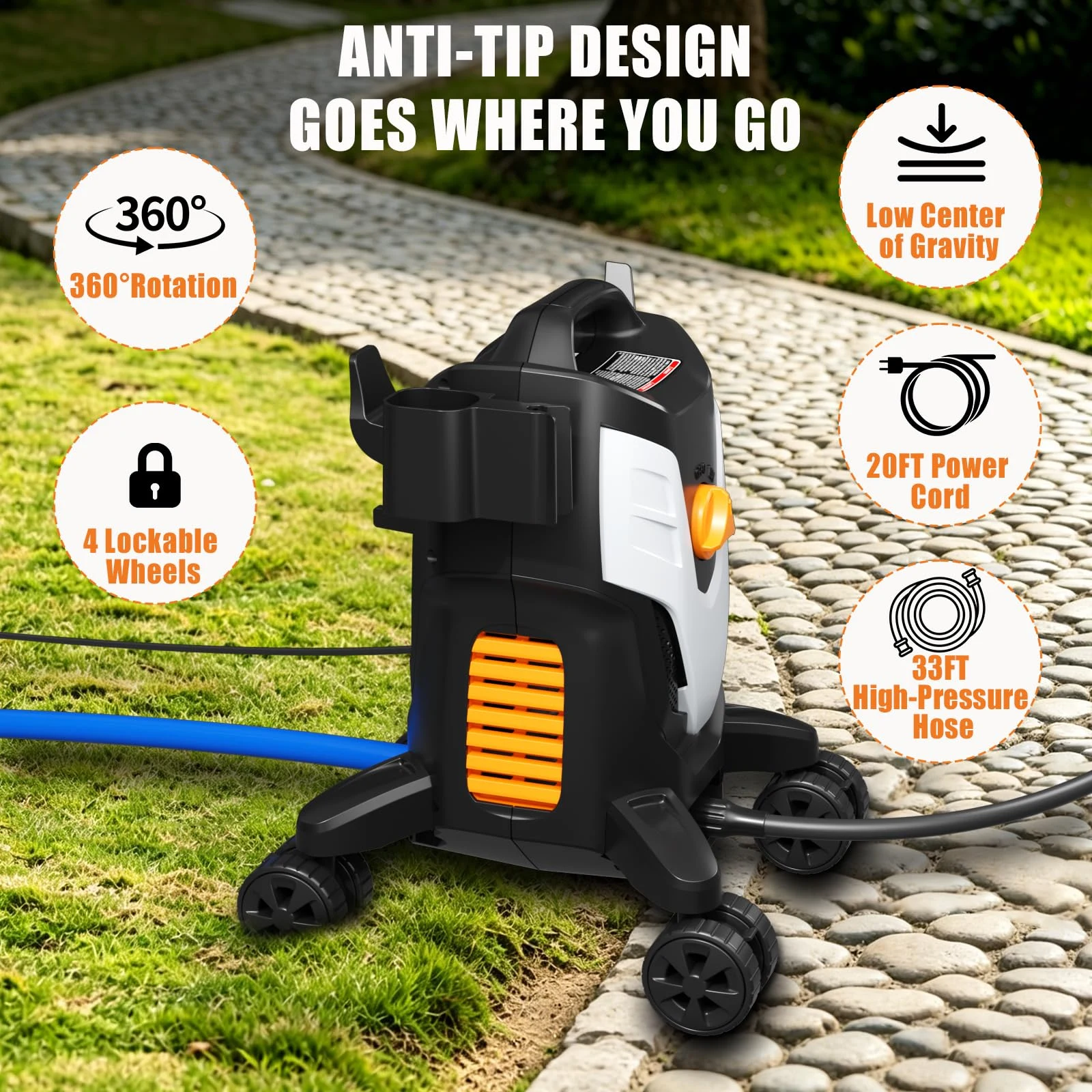 Electric Pressure Washer 4500PSI 2.8 GPM with Anti-Tipping Technology product photo, view 7 of 7