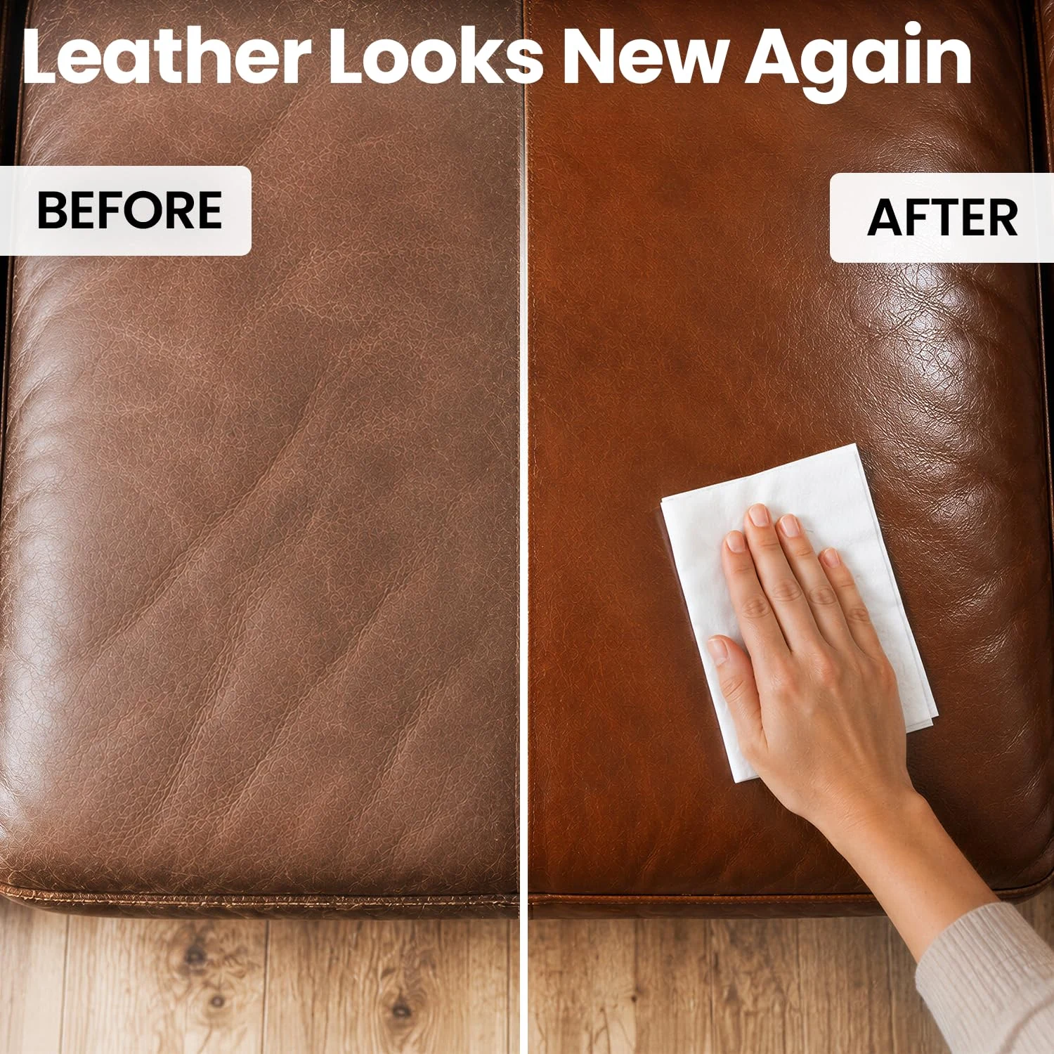 EVEO Leather Cleaner Wipes 4-in-1 Leather Cleaner and Conditioner for Furniture - 3 Pack (90 Total) Leather Couch Cleaner, Ca product photo, view 2 of 6