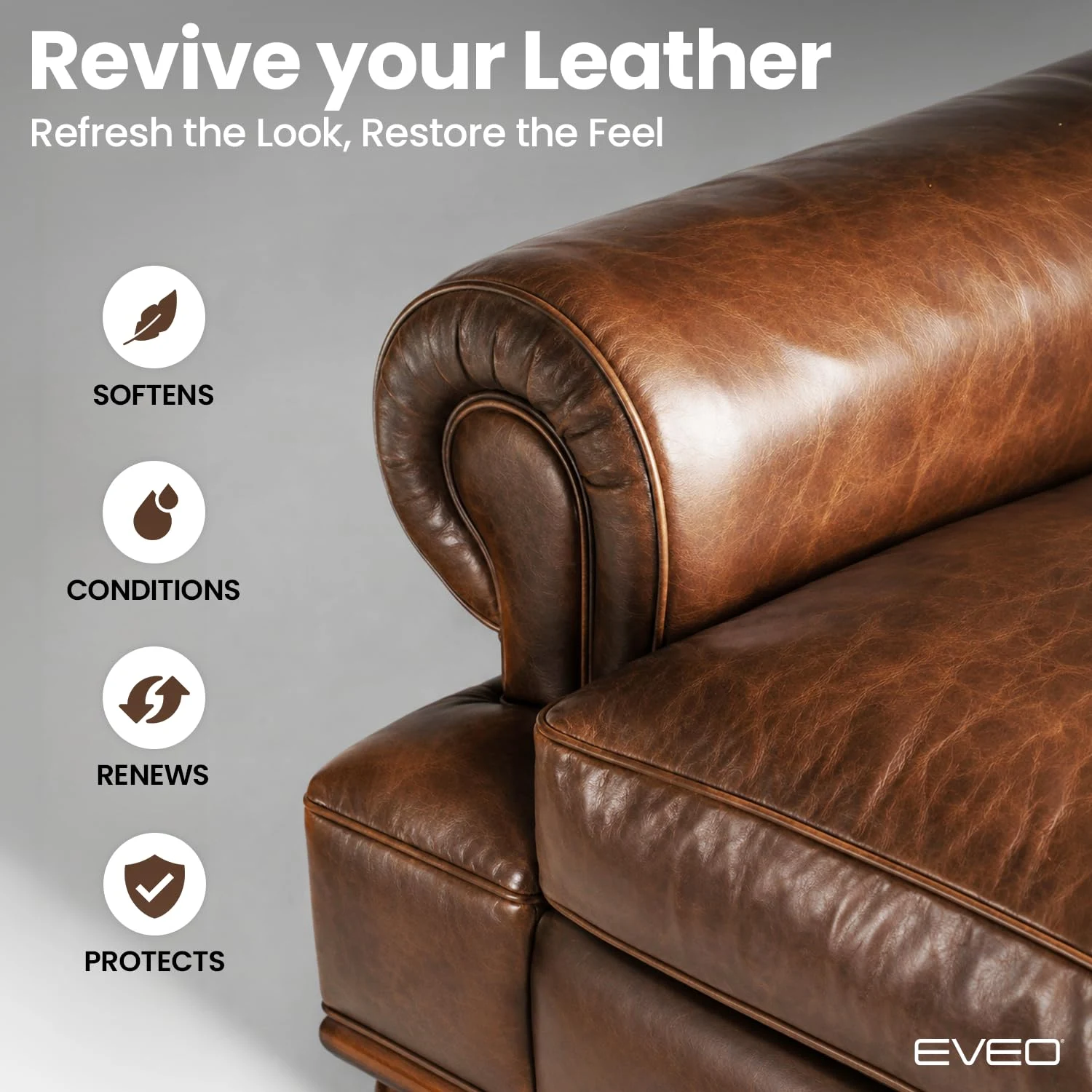 EVEO Leather Cleaner Wipes 4-in-1 Leather Cleaner and Conditioner for Furniture - 3 Pack (90 Total) Leather Couch Cleaner, Ca product photo, view 6 of 6