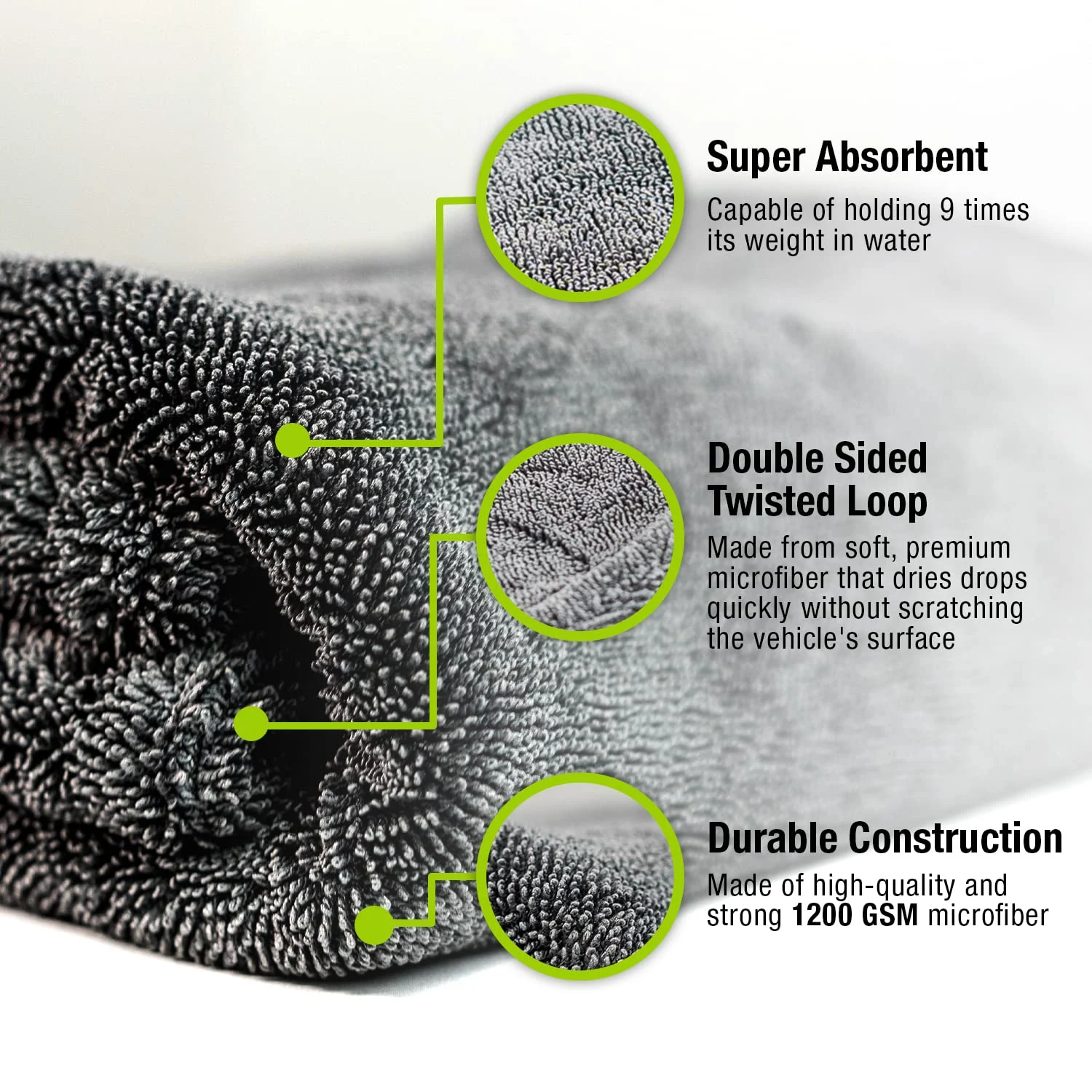 ExoForma Mega Car Drying Towel - Holds Up to 9 lbs, No Streaks, Scratches, or Water Spots product photo, view 6 of 7