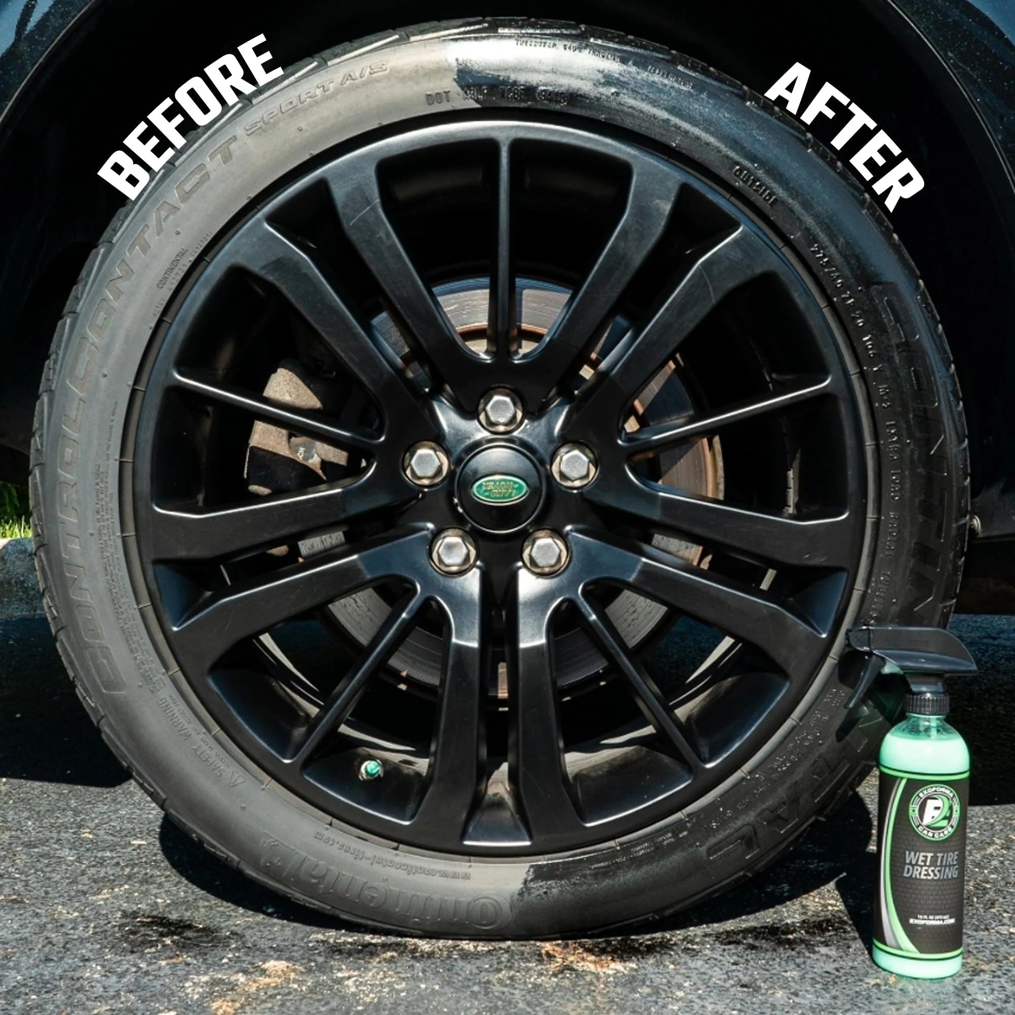 ExoForma Wet Tire Dressing Spray - Extremely High Shine Tire Dressing for That Wet Look - No Sling, Non-Greasy Silicone Formu product photo, view 3 of 7