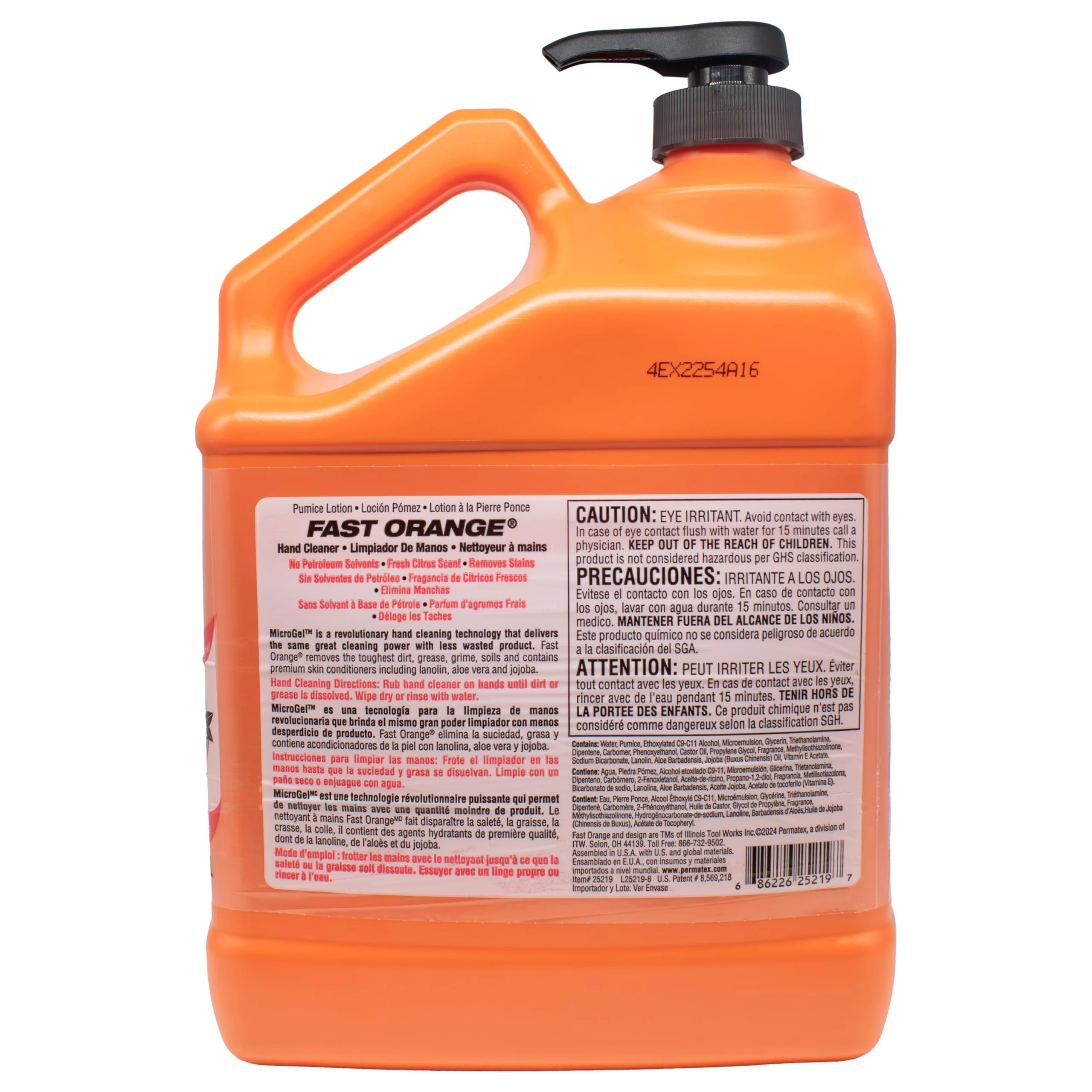Fast Orange 25219 Pumice Lotion, Heavy Duty Hand Cleaner, Natural Citrus Scent, Waterless Cleaner for Mechanics, Strong Greas product photo, view 3 of 8
