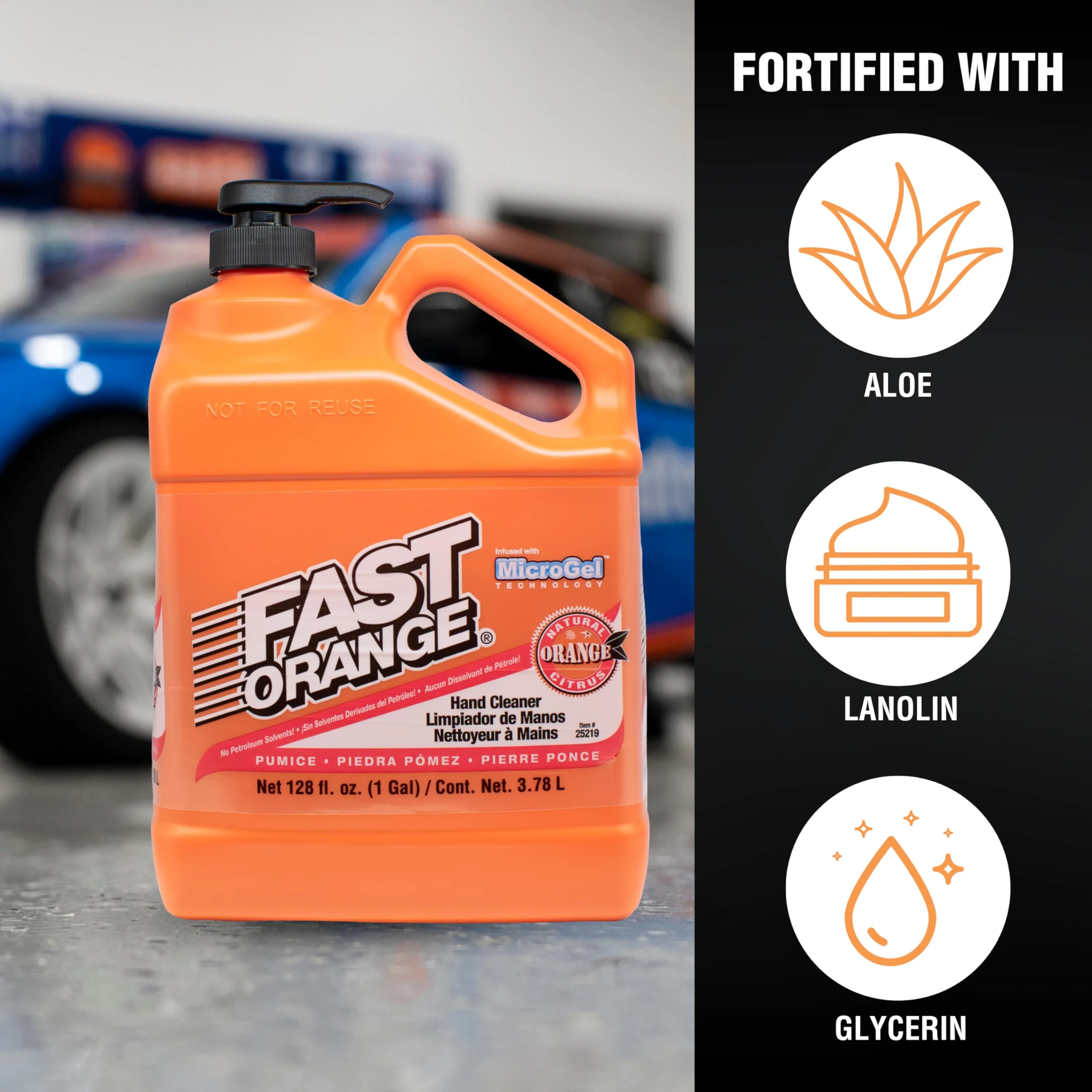 Fast Orange 25219 Pumice Lotion, Heavy Duty Hand Cleaner, Natural Citrus Scent, Waterless Cleaner for Mechanics, Strong Greas product photo, view 5 of 8