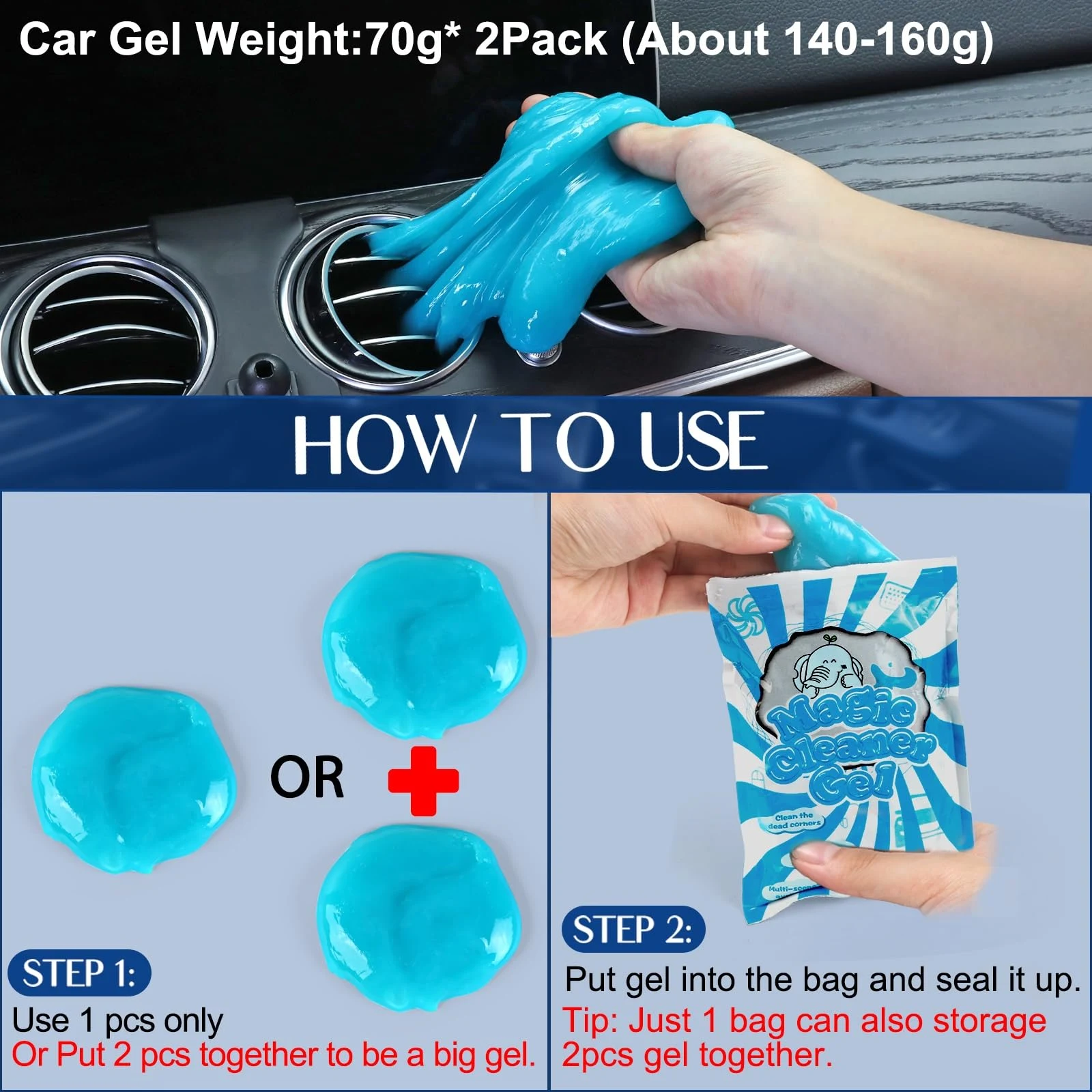 Fitosy Car Interior Duster Detail Brush Cleaning Gel Kit, Dust Remover product photo, view 7 of 8