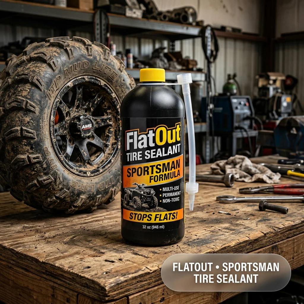 FlatOut Tire Sealant Sportsman Formula - Prevent Flat Tires, Seal Leaks, Contains Kevlar, 32-Ounce Bottle, 1-Pack… product photo, view 1 of 7
