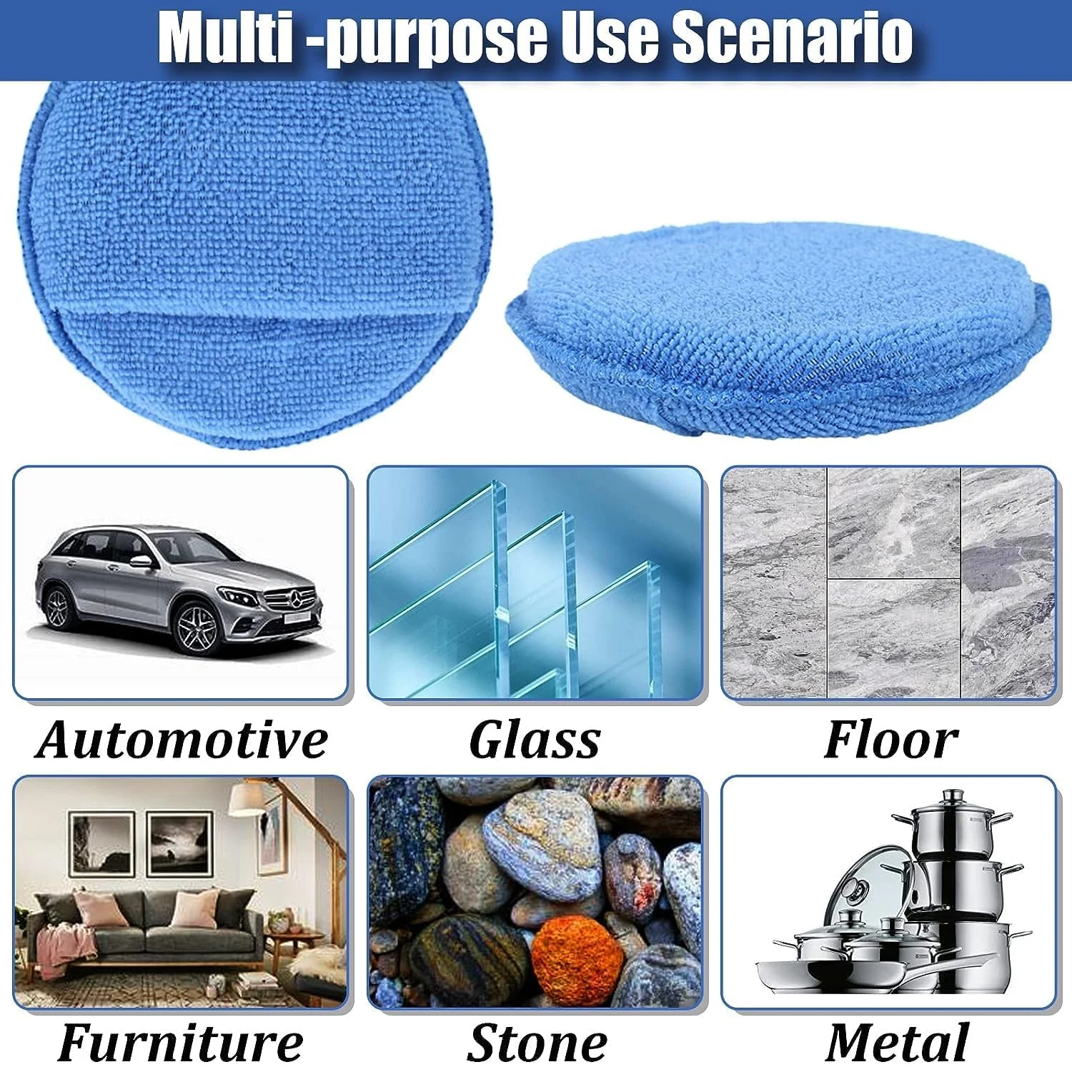 FONAROLL Microfiber Wax Applicator Pads, Car Wax Applicator with Finger Pocket, Buffing & Detail Polishing Foam Pads for Car product photo, view 3 of 7