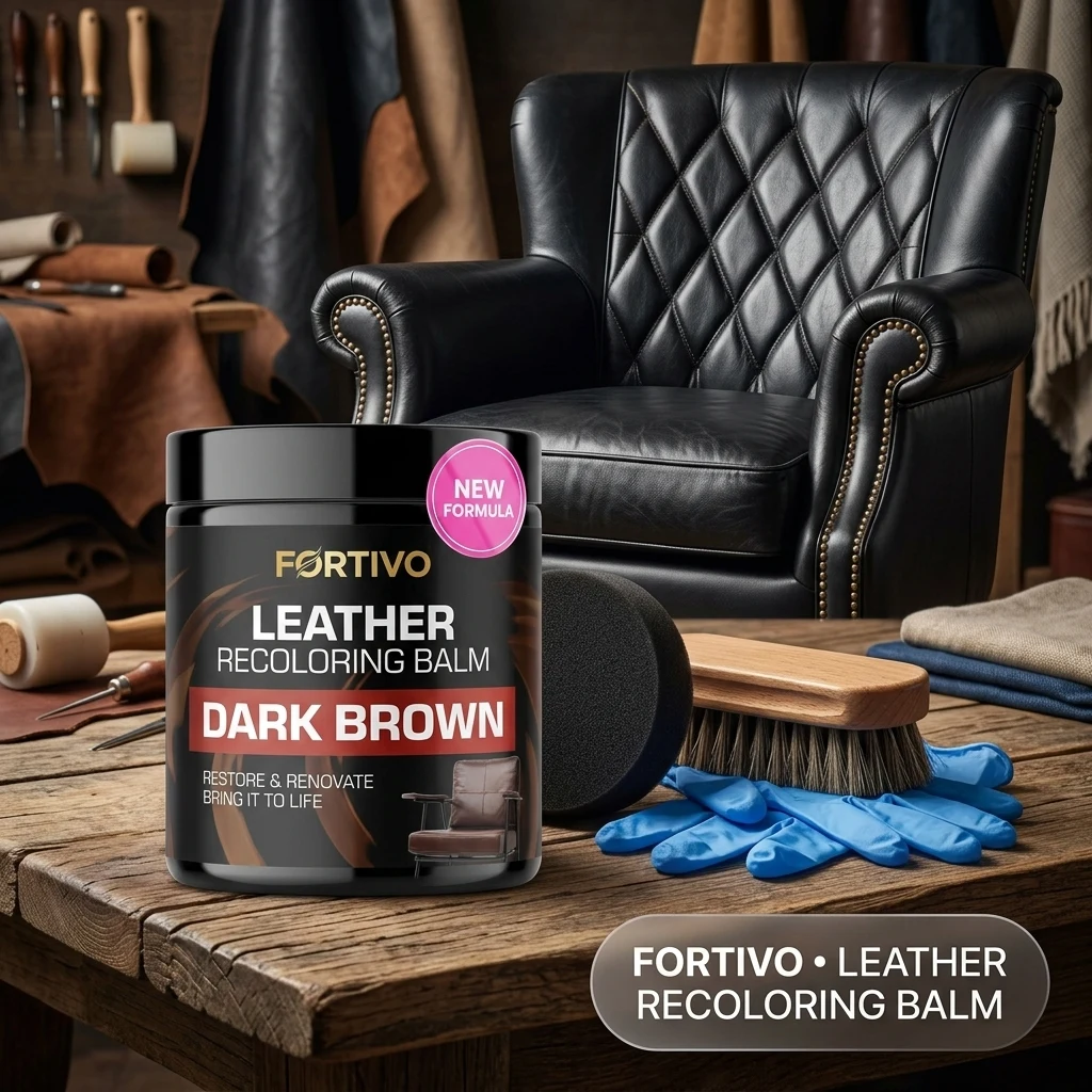 FORTIVO Leather Recoloring Balm, Leather Color Restorer, Scratch Remover, Couch Paint and Repair, Leather Balm for Couches - product photo, view 1 of 7