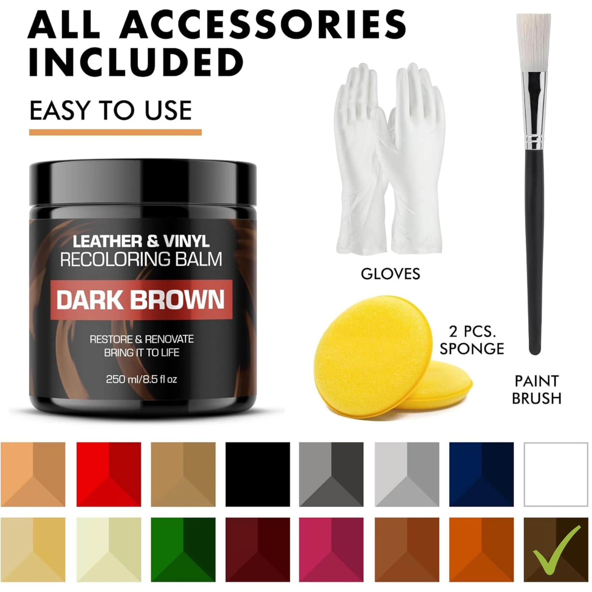 FORTIVO Leather Recoloring Balm, Leather Color Restorer, Scratch Remover, Couch Paint and Repair, Leather Balm for Couches - product photo, view 6 of 7