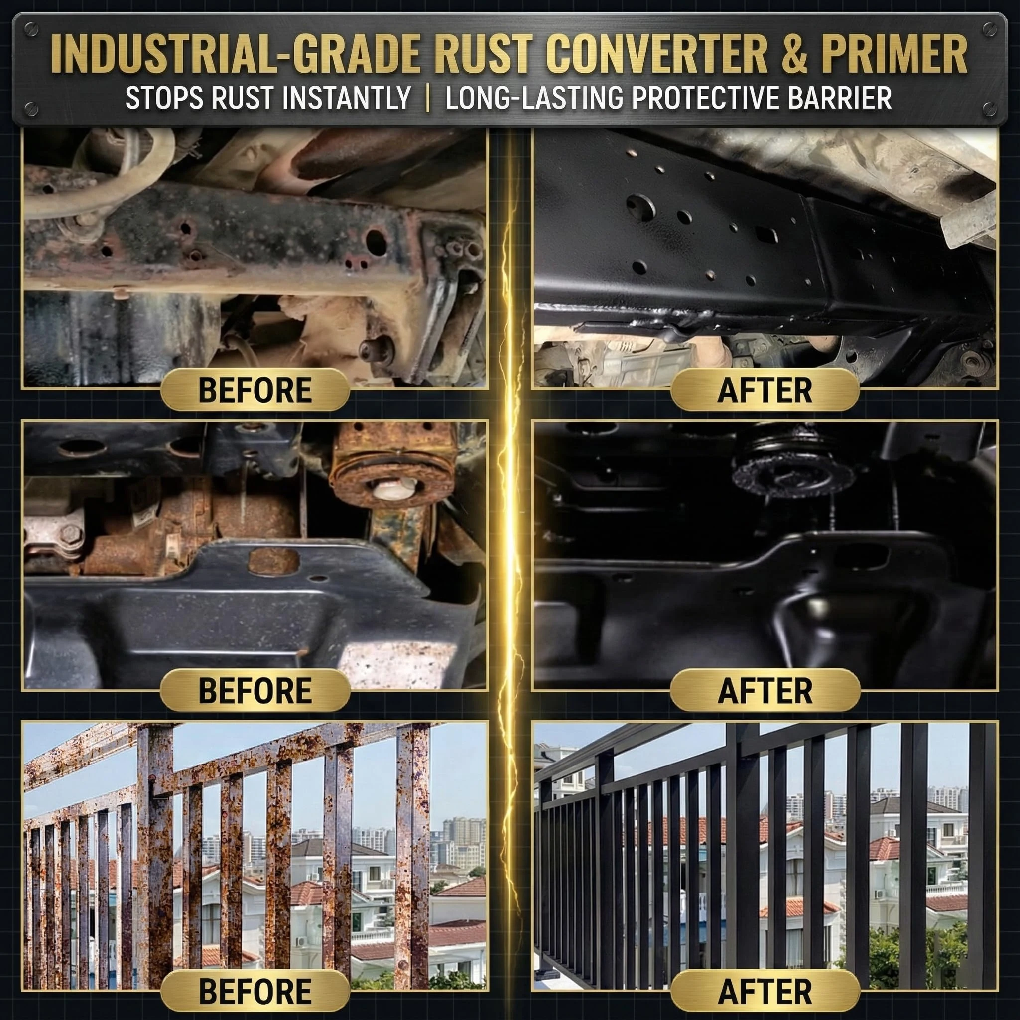 2 in 1 Rust Converter & Metal Primer, 35 oz Black Rust Reformer Paint for Metal, Trailer, Truck Frame, Car Chassis, Ultra Rus product photo, view 5 of 15