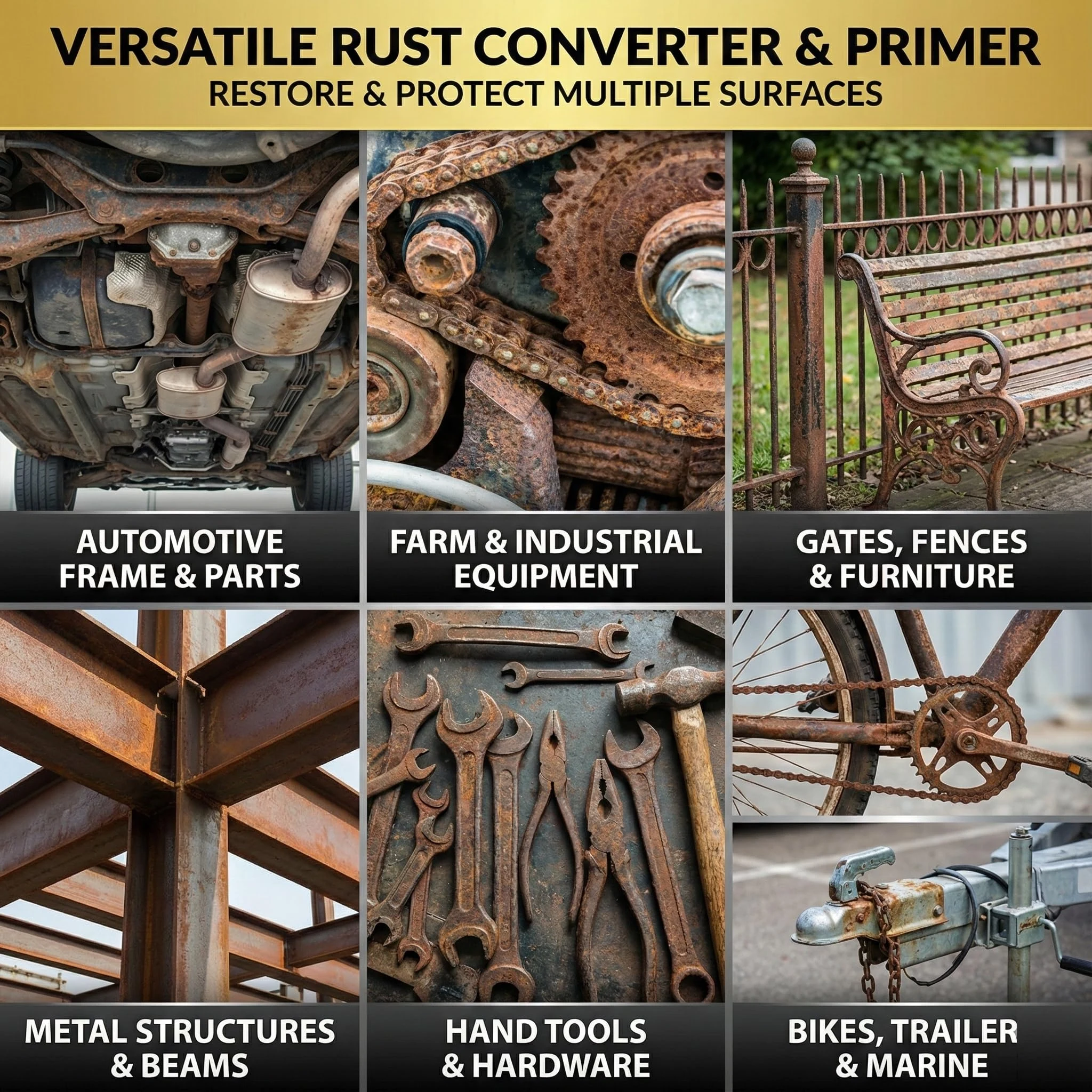 2 in 1 Rust Converter & Metal Primer, 35 oz Black Rust Reformer Paint for Metal, Trailer, Truck Frame, Car Chassis, Ultra Rus product photo, view 7 of 15