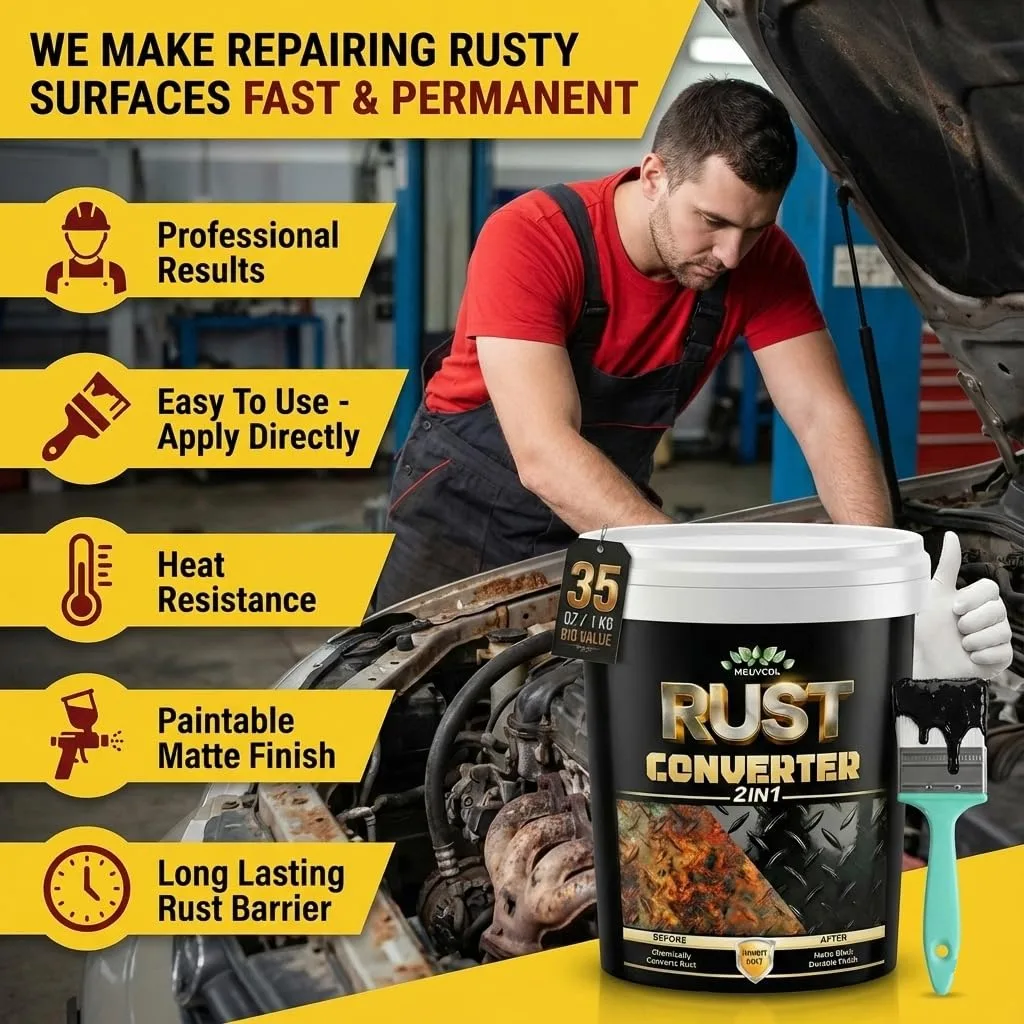2 in 1 Rust Converter & Metal Primer, 35 oz Black Rust Reformer Paint for Metal, Trailer, Truck Frame, Car Chassis, Ultra Rus product photo, view 13 of 15