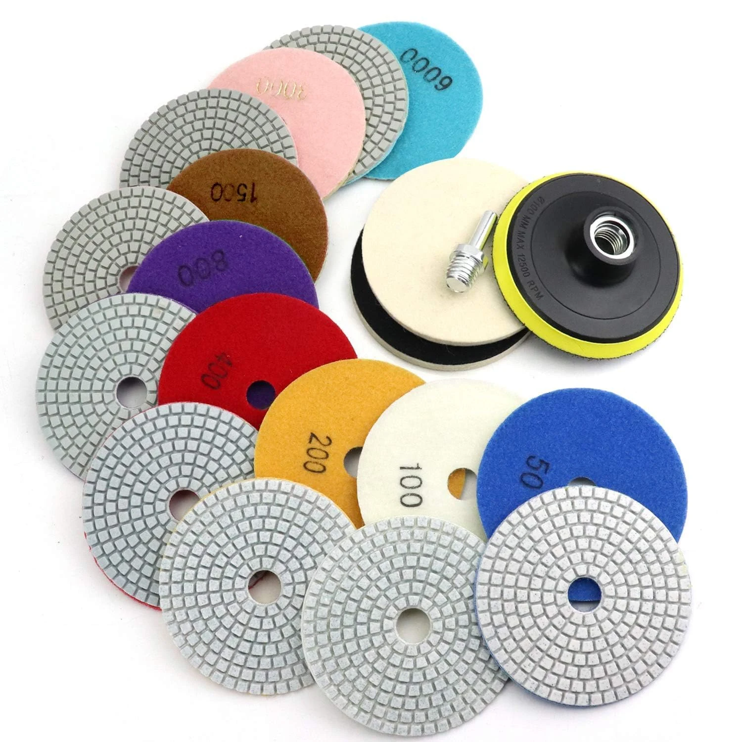 4 Inch Diamond Polishing Pads with 5/8’’-11 Backer Pad product image 2 for car detailing