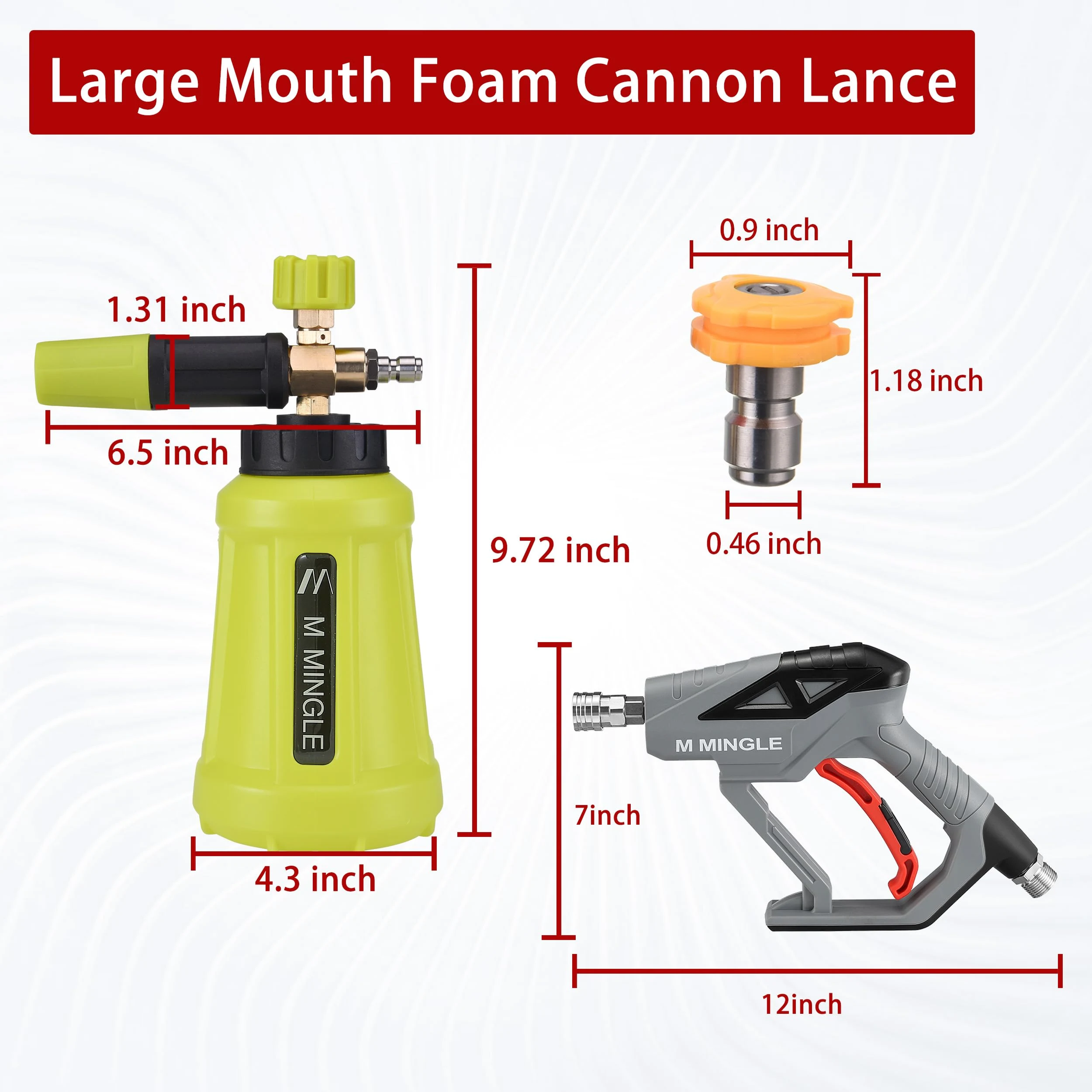 M MINGLE High Pressure Washer Gun Snow Foam Lance, 4000 PSI, 1 Liter product photo, view 3 of 7