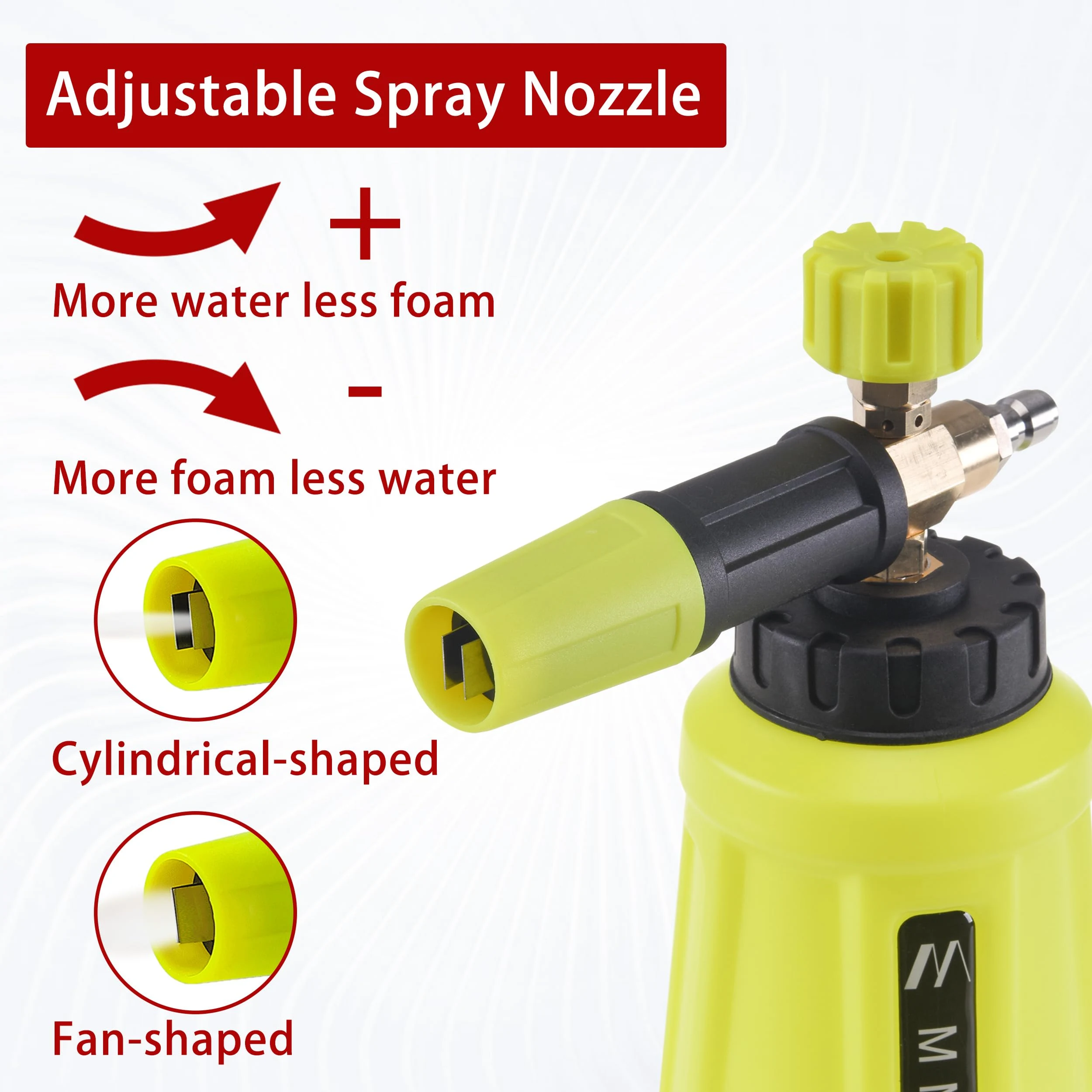M MINGLE High Pressure Washer Gun Snow Foam Lance, 4000 PSI, 1 Liter product photo, view 4 of 7