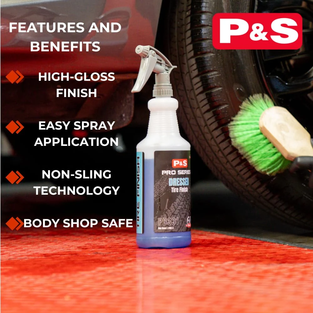 P & S Professional Detail Products Dressed Tire Finish - Water-Based, High-Gloss Tire Dressing for a Clean, Satin Shine - 1 G product photo, view 4 of 5