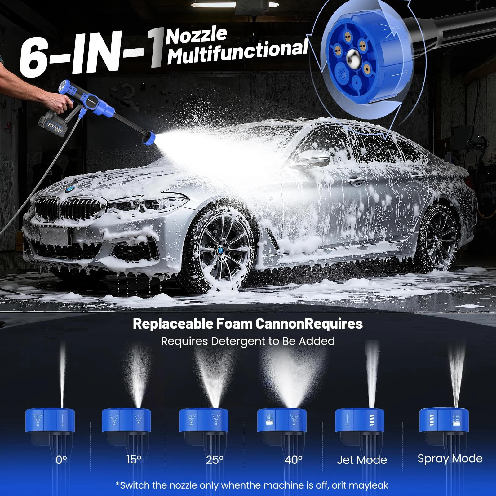 Geruicee 5000 PSI Cordless Pressure Washer with 4.0Ah Battery product photo, view 7 of 7