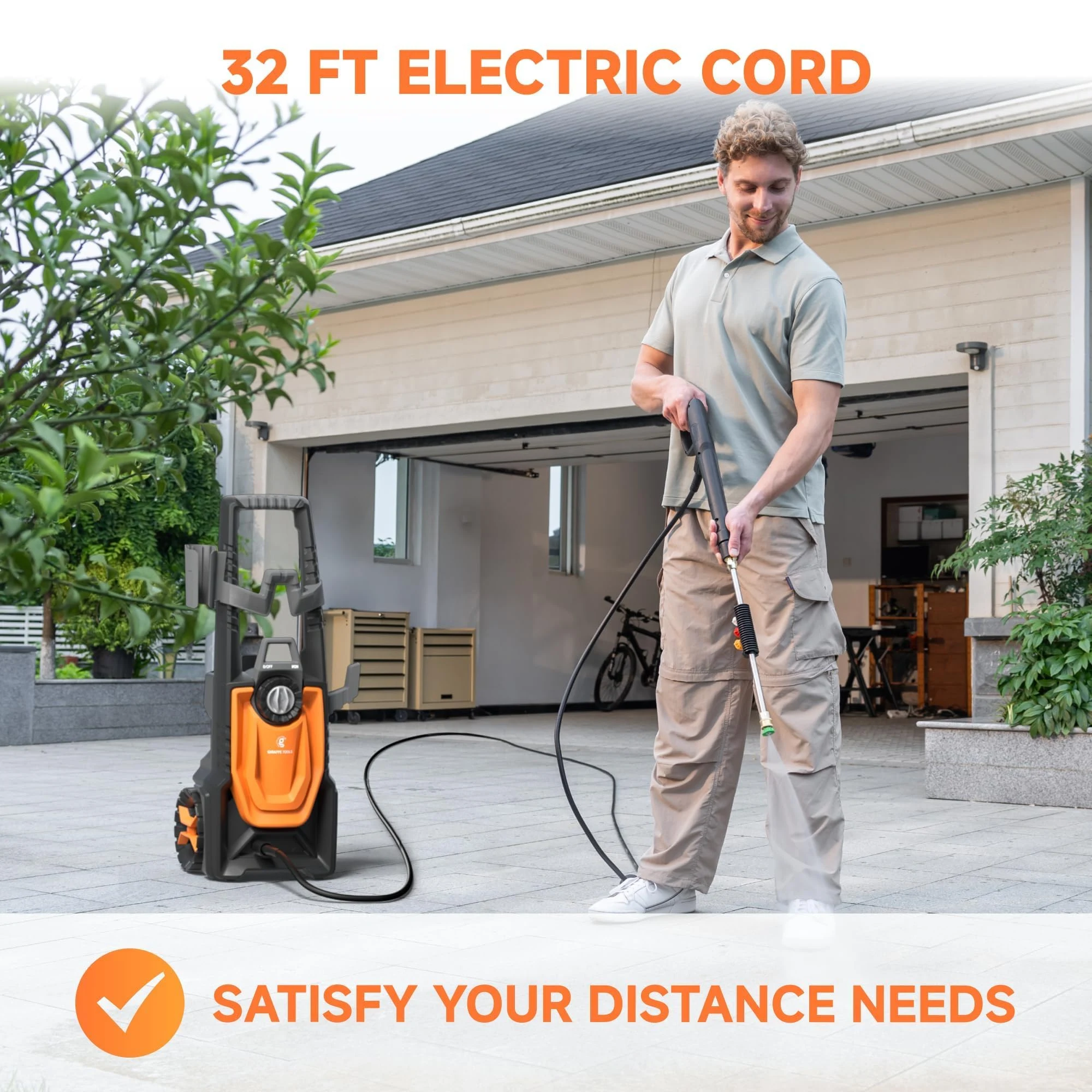 Giraffe Tools Electric Pressure Washer, 2400 PSI 2.3 GPM with 20FT Hose product photo, view 8 of 10