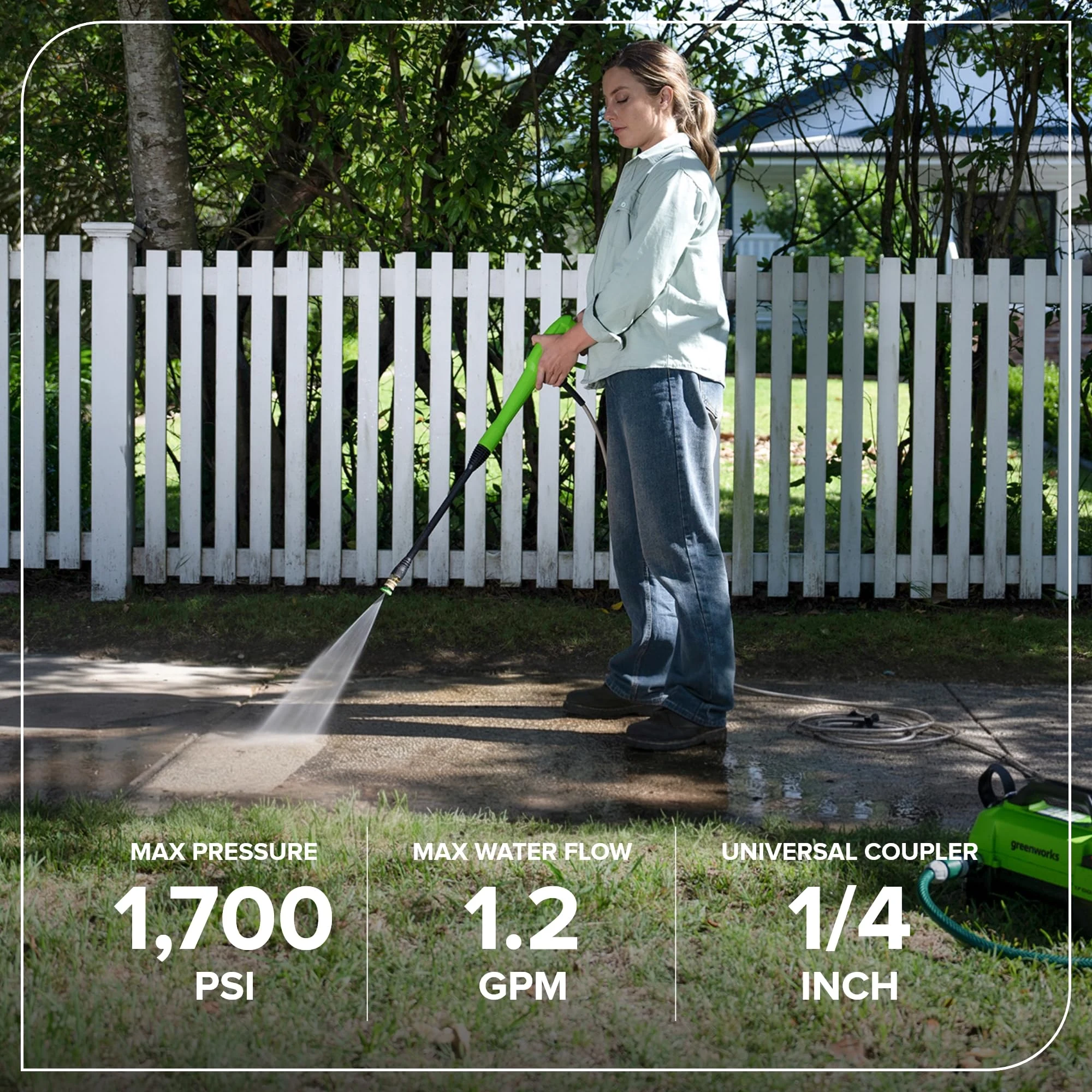 Greenworks 1700 PSI (1.2 GPM) Electric Pressure Washer product photo, view 5 of 7