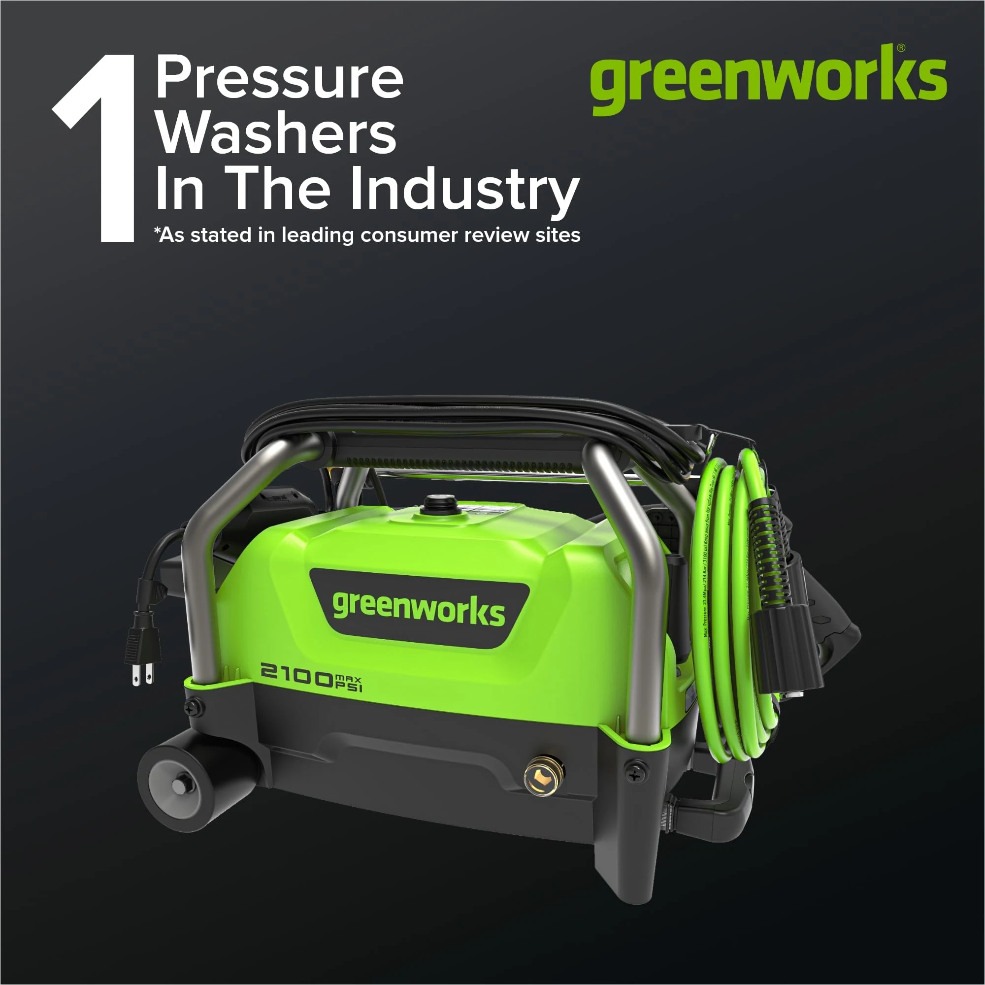 Greenworks 2100 PSI (1.2 GPM) Electric Pressure Washer product photo, view 3 of 7