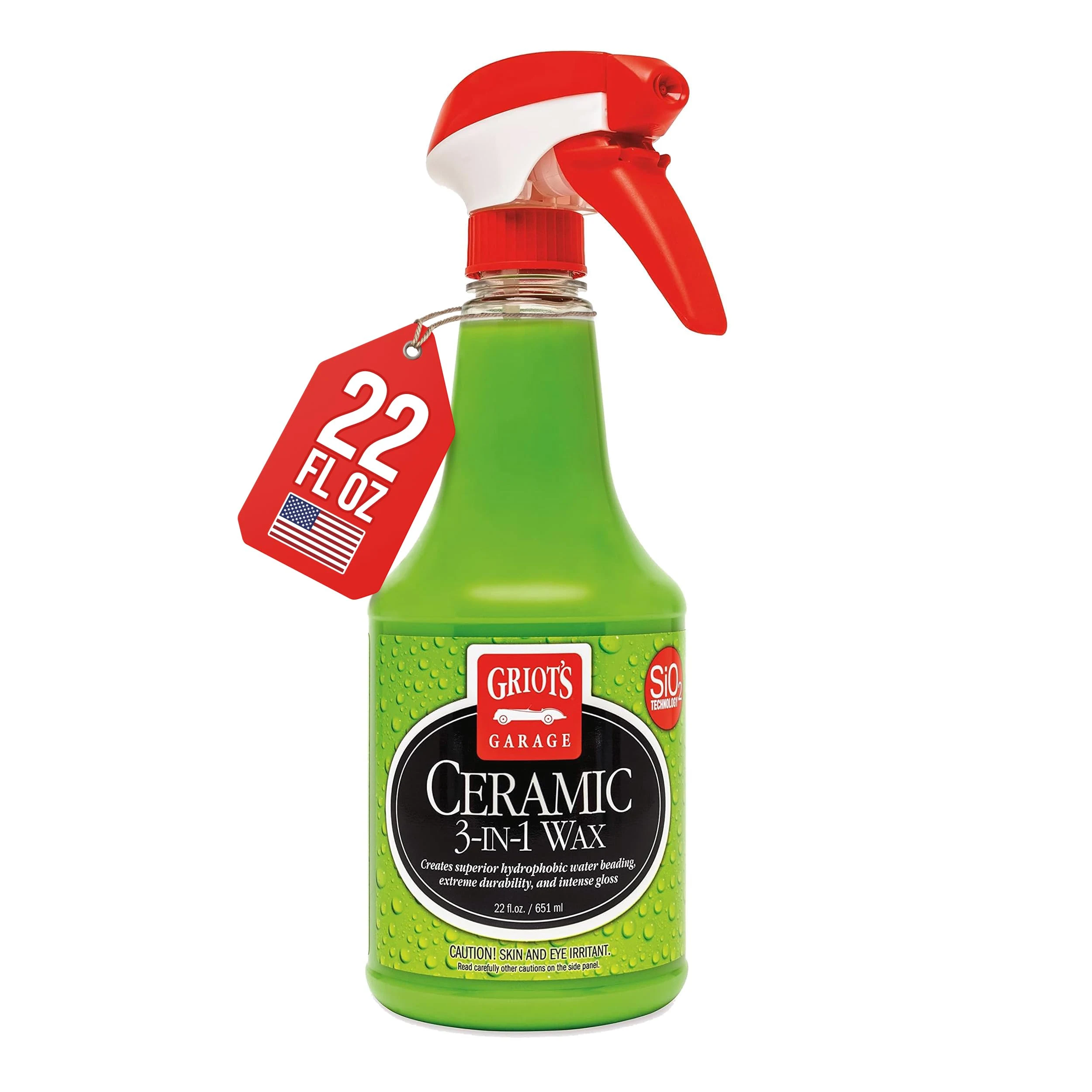 Griot’s Garage Ceramic 3-in-1 Wax, SiO2 Spray for Cars, Trucks, and RV’s, Provides Protection and Water Beading on Paint, Whe product photo, view 2 of 7