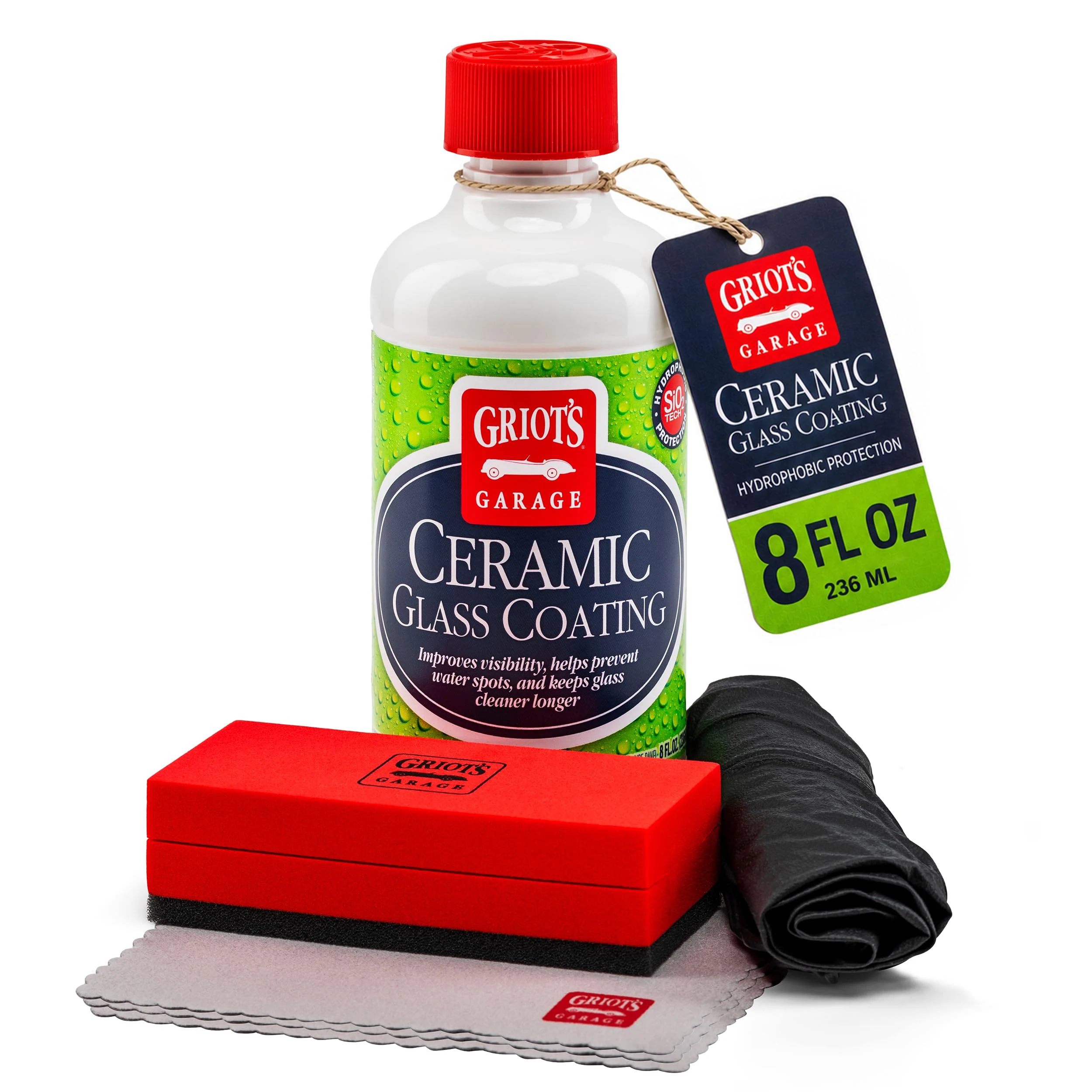Griot's Garage Ceramic Glass Coating Kit for Cars, SiO2 Hydrophobic Sealant for Windshields and Auto Detailing, Includes Appl product photo, view 2 of 7